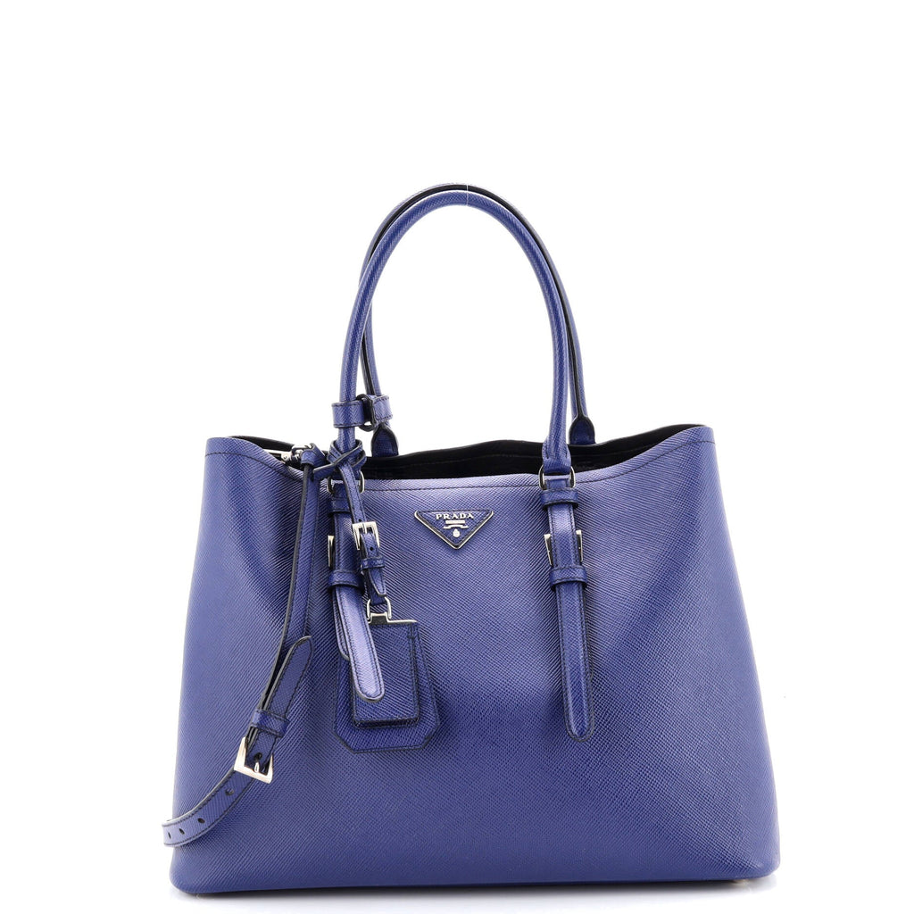 Belted Strap Cuir Double Tote Saffiano Leather Medium
