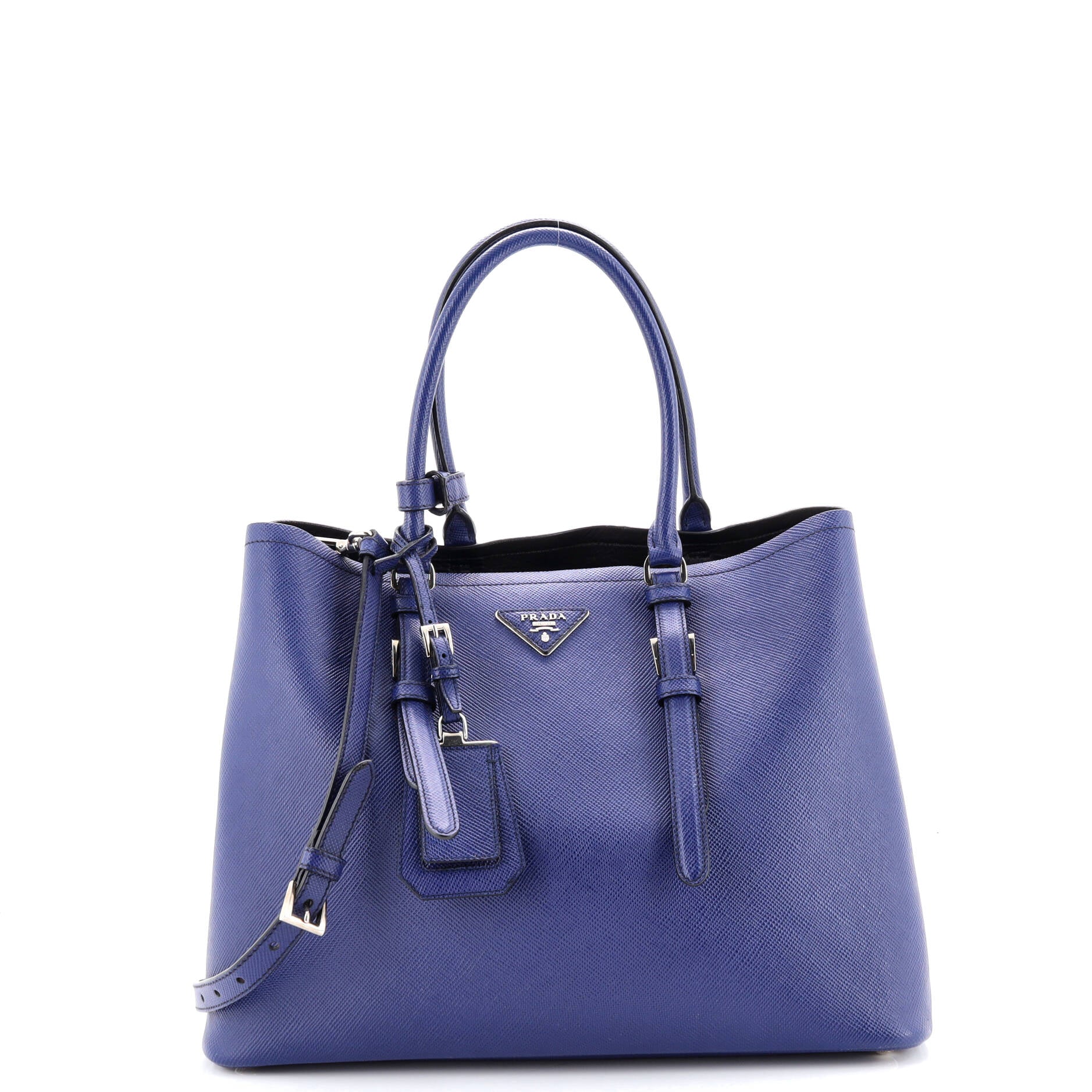 Belted Strap Cuir Double Tote Saffiano Leather Medium