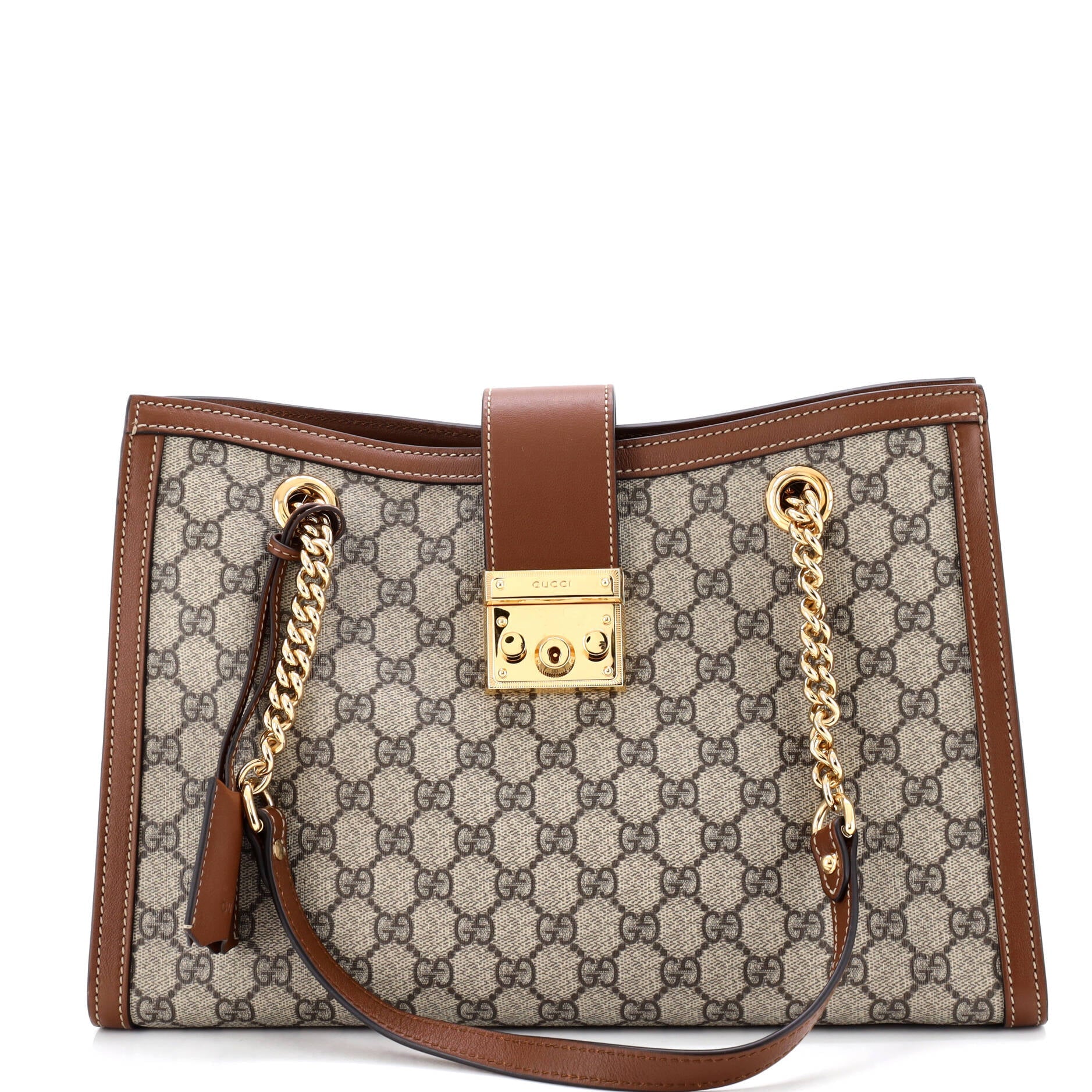 Padlock Chain Tote GG Coated Canvas with Leather Medium