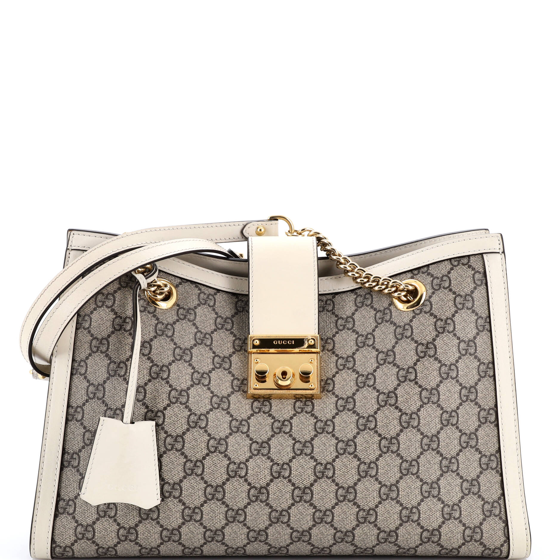 Padlock Chain Tote GG Coated Canvas with Leather Medium