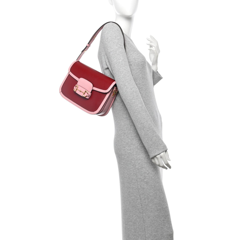 Azalea Calfskin Horsebit 1955 Shoulder Bag New Cherry Red Wild Rose