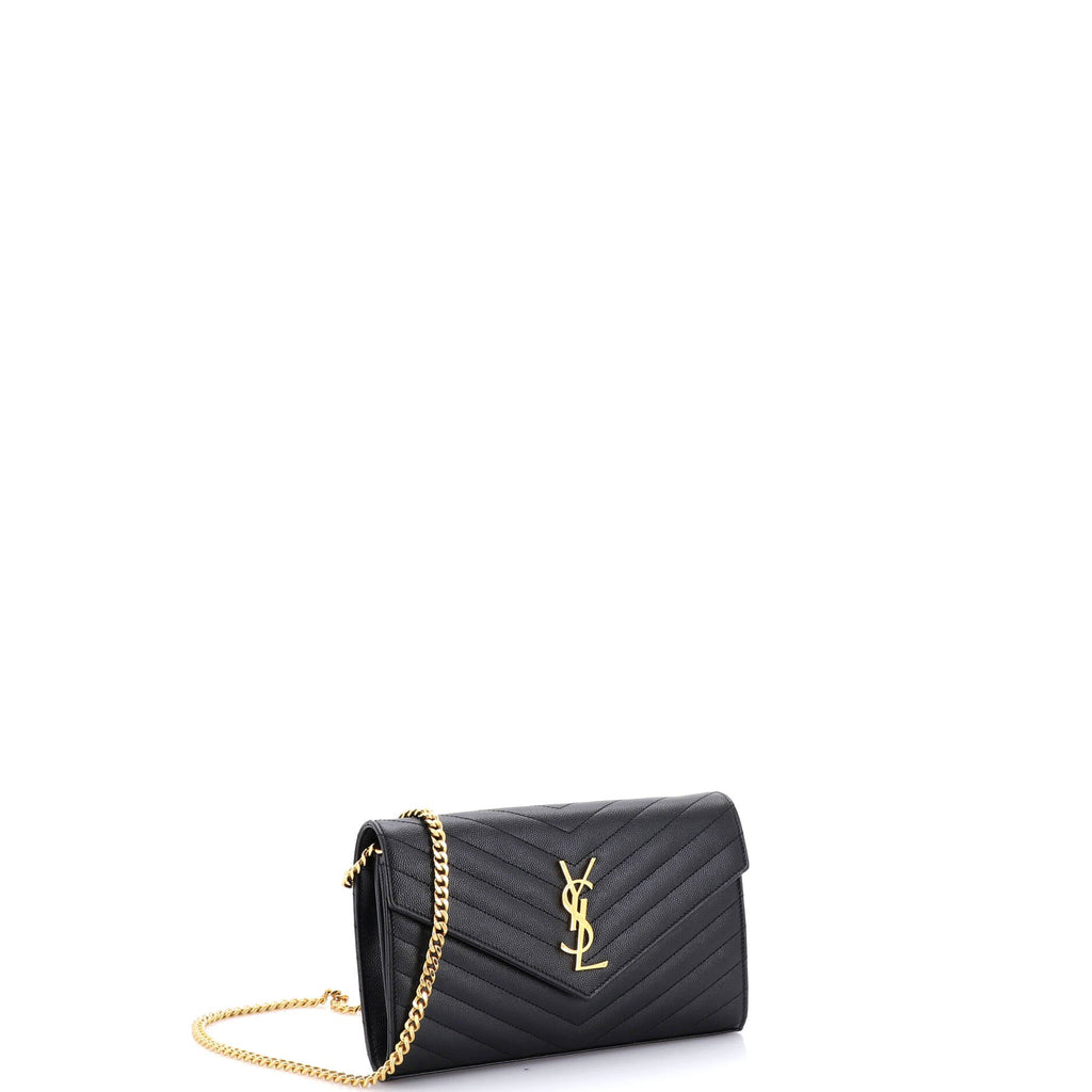 Classic Monogram Wallet on Chain Matelasse Chevron Leather Medium