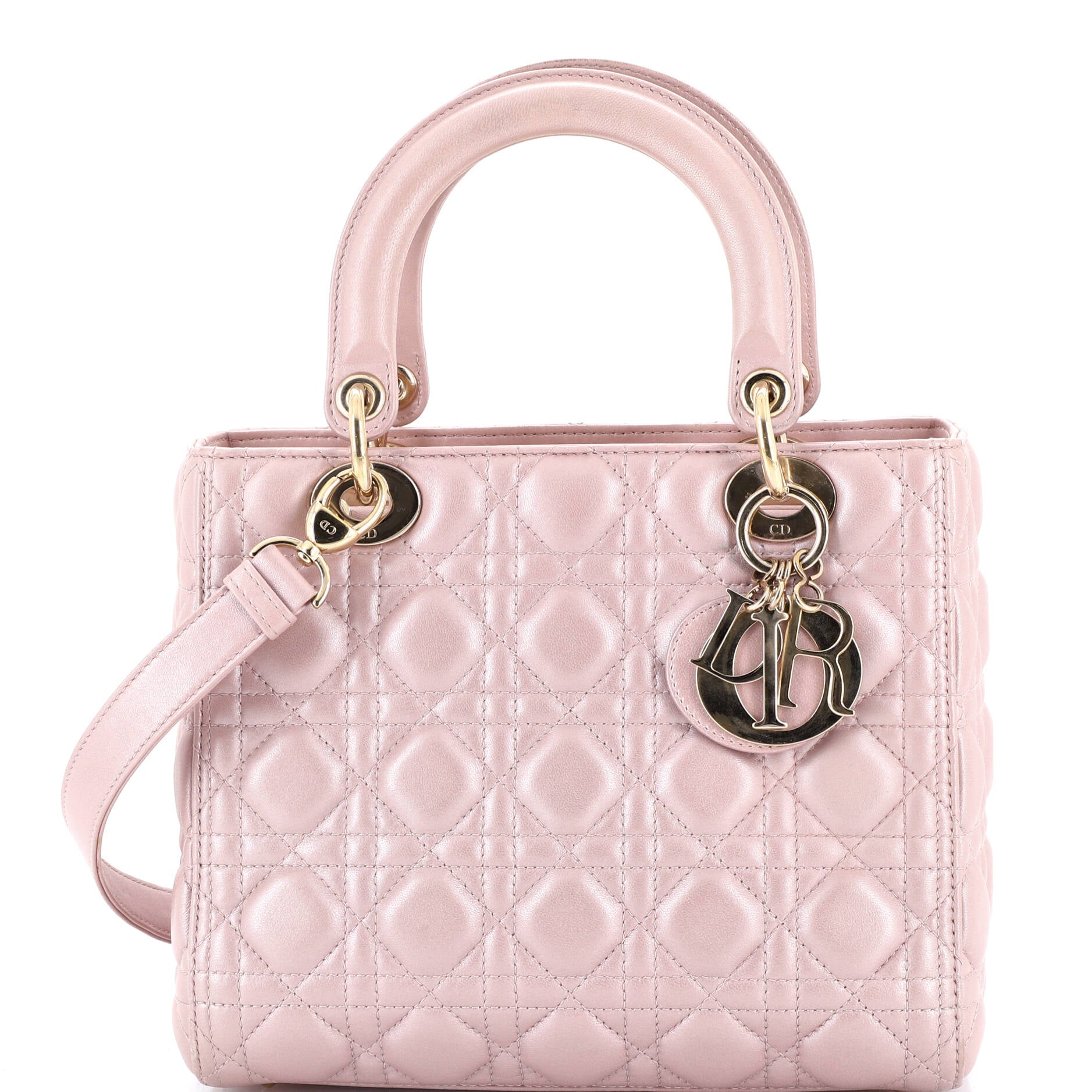 Lady Dior Bag Cannage Quilt Metallic Leather Medium