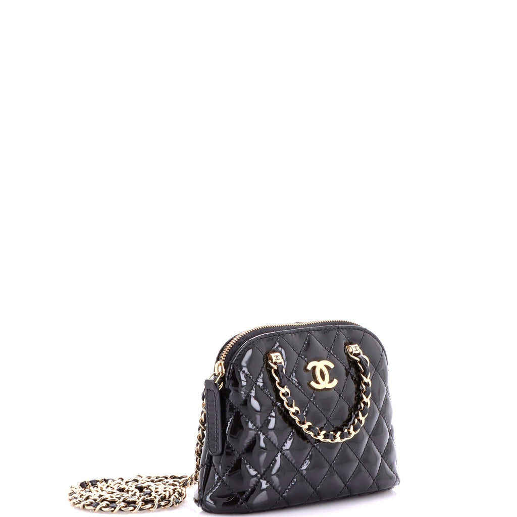 CC Dome Zip Crossbody Bag Quilted Patent Mini