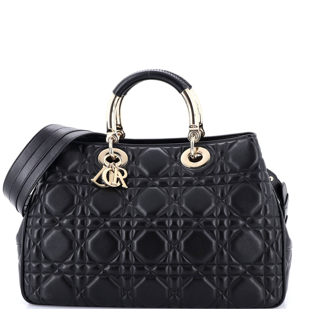 Lady 95.22 Bag Cannage Embossed Leather Large