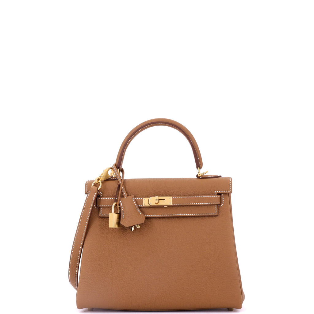 Kelly Handbag Gold Togo with Gold Hardware 25