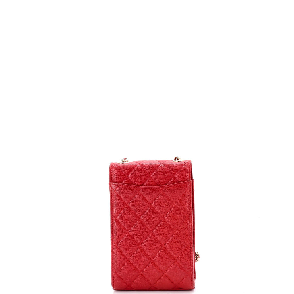CC Flap Phone Holder Crossbody Bag Quilted Caviar