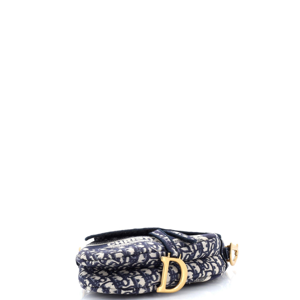 Saddle Handbag Logo Embroidered Oblique Canvas Medium