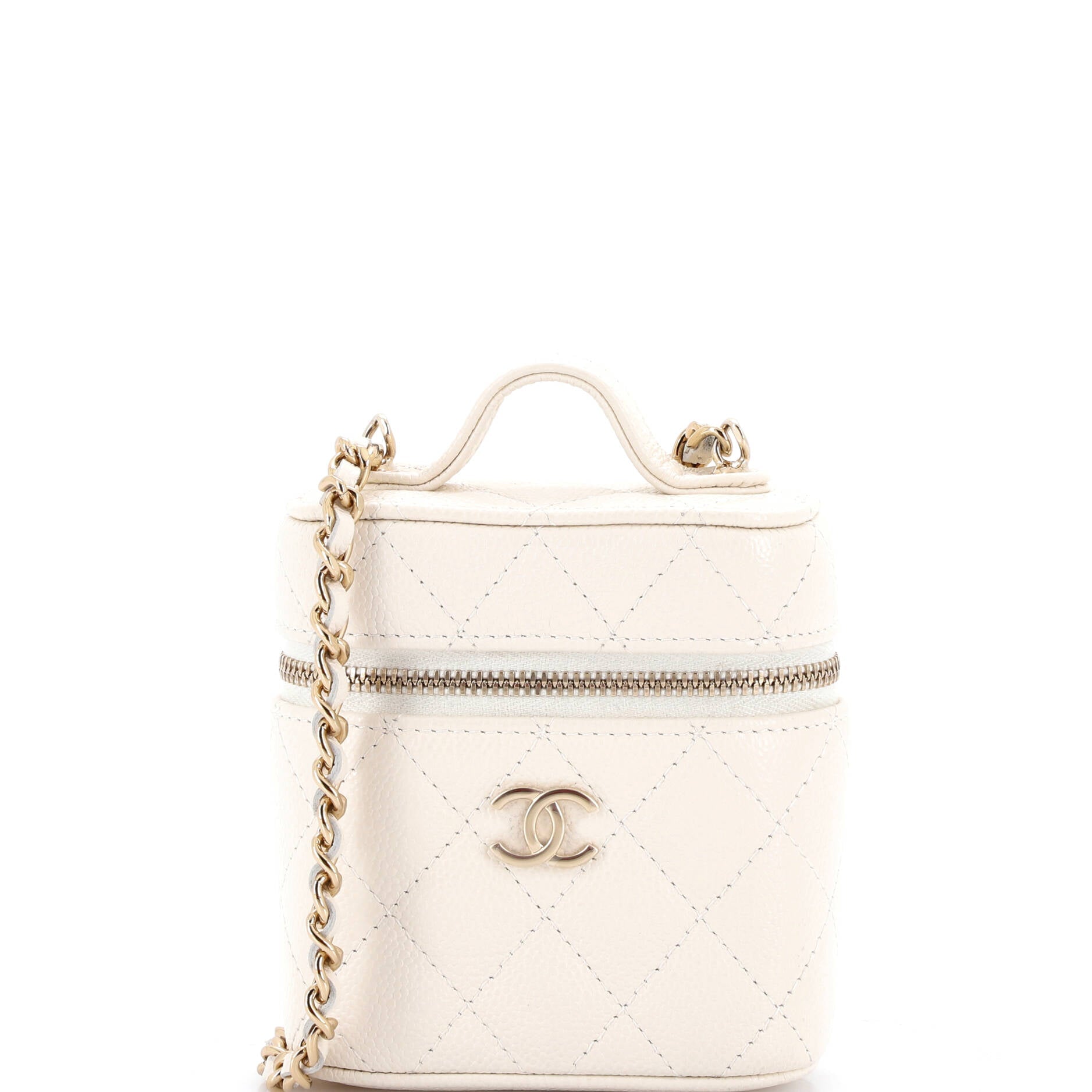 Handle with Care Vanity Case with Chain Quilted Caviar