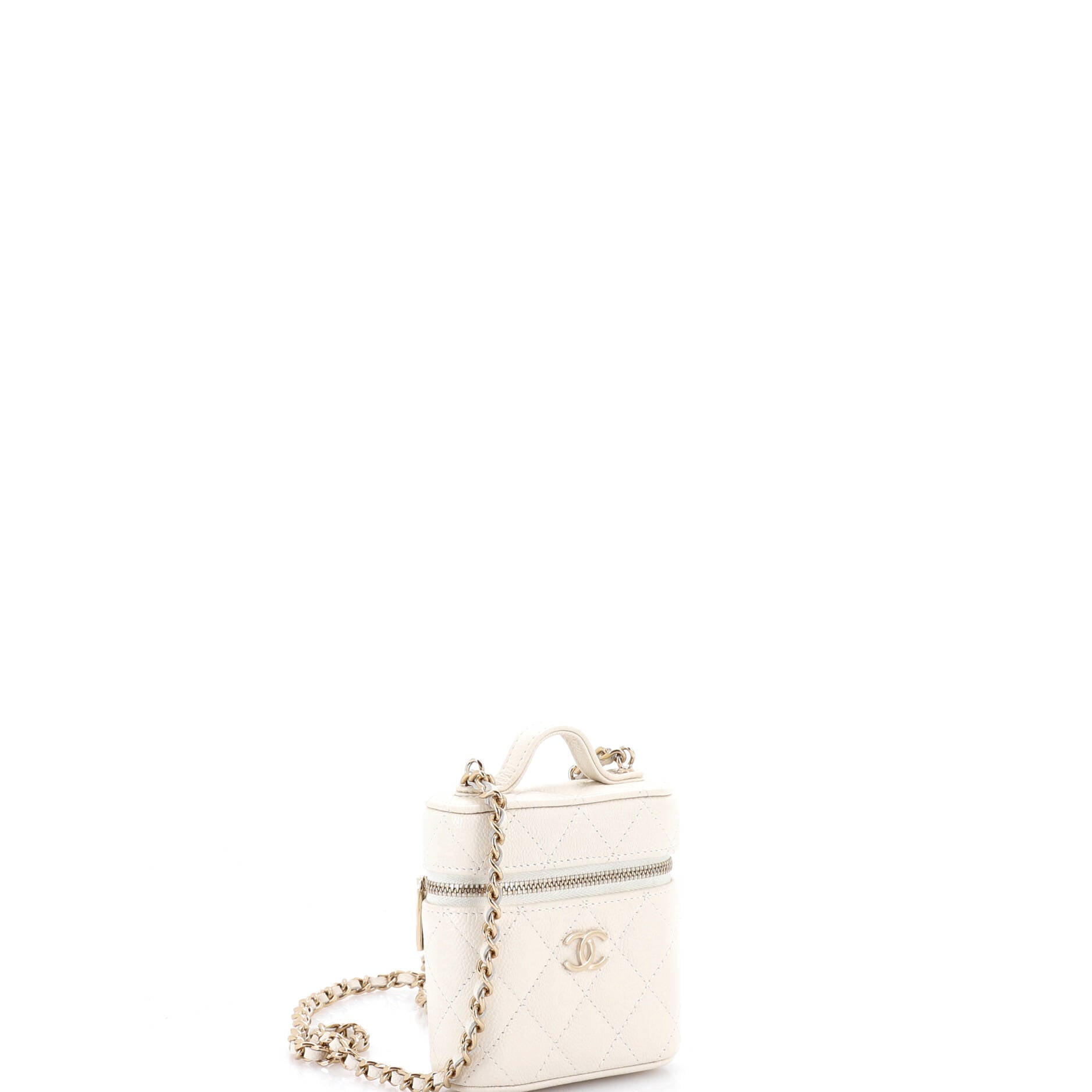 Handle with Care Vanity Case with Chain Quilted Caviar
