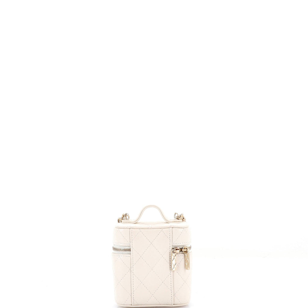 Handle with Care Vanity Case with Chain Quilted Caviar