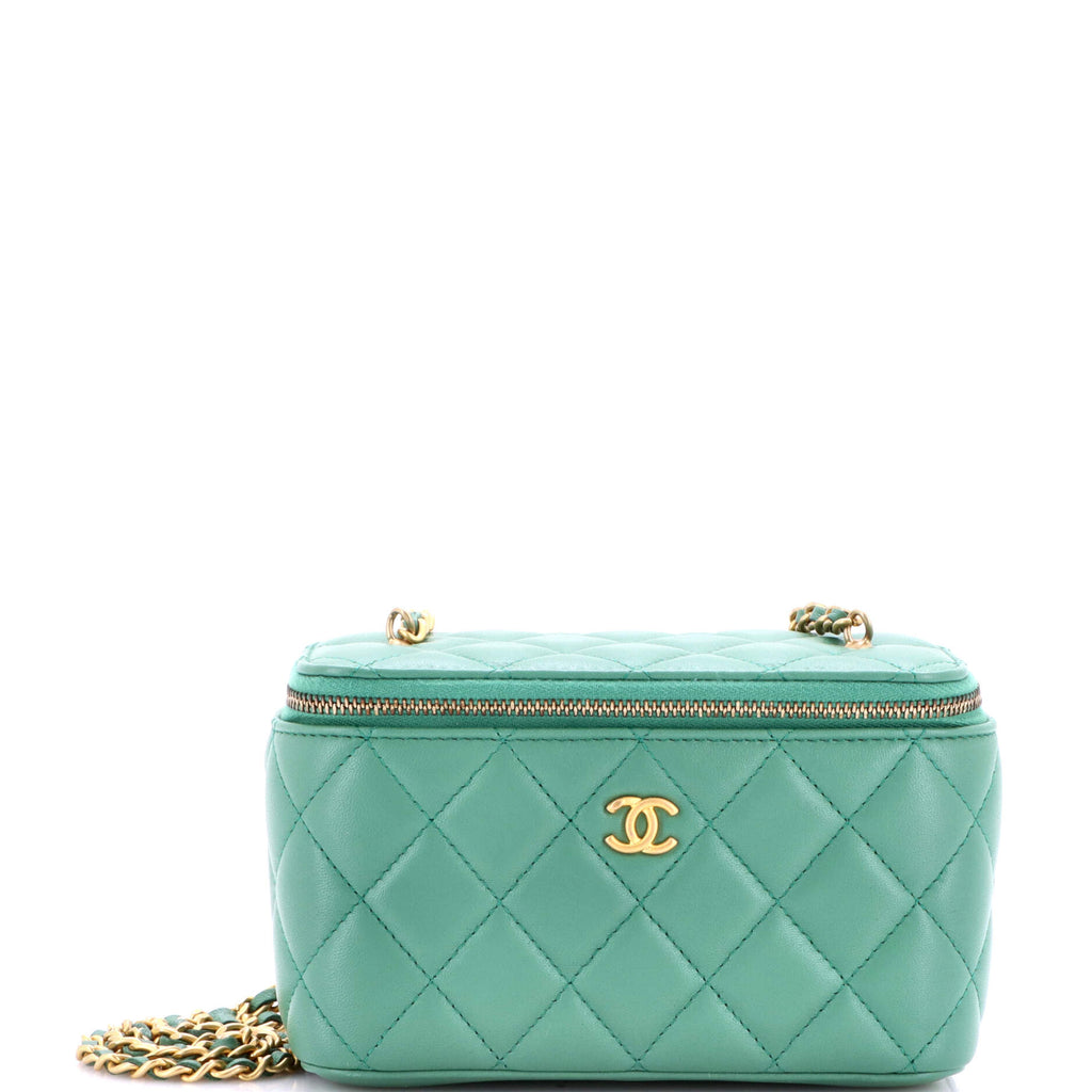 Pearl Crush Vanity Case with Chain Quilted Lambskin Small
