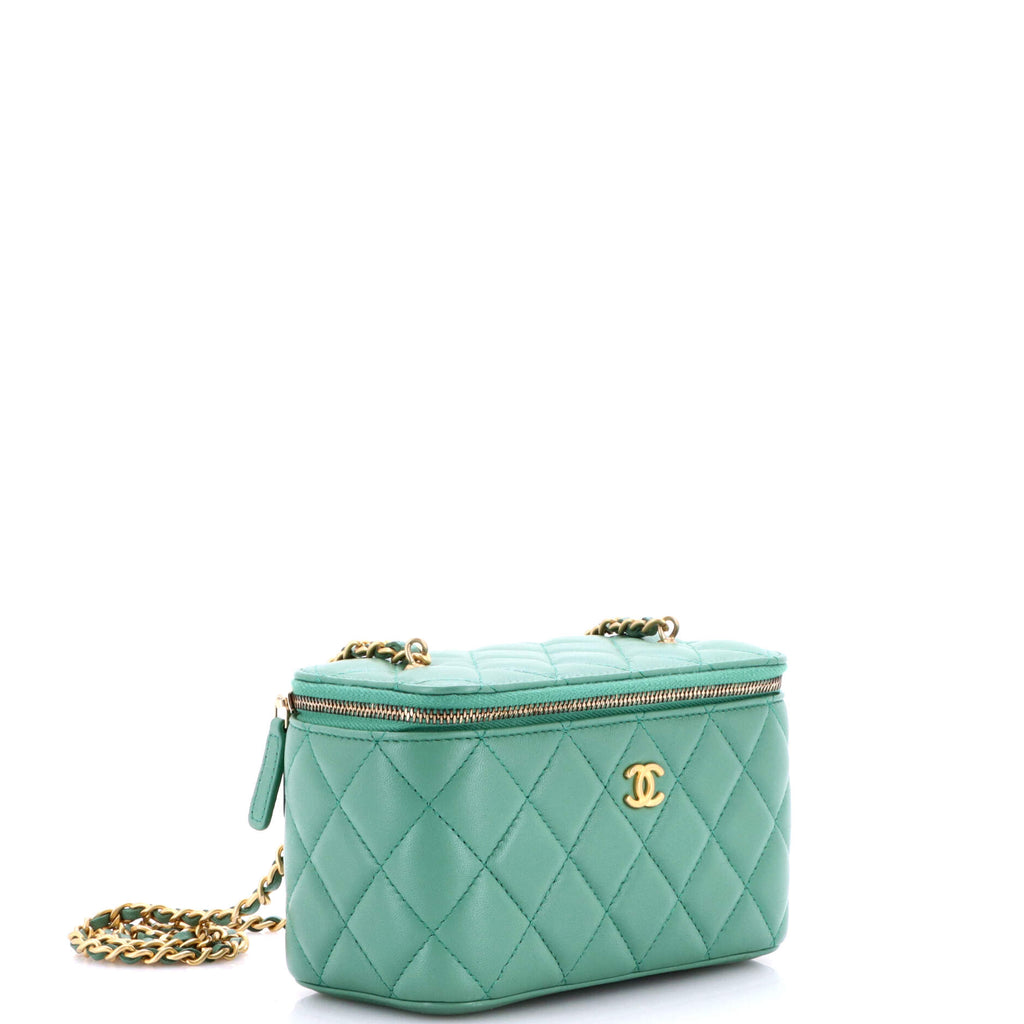 Pearl Crush Vanity Case with Chain Quilted Lambskin Small