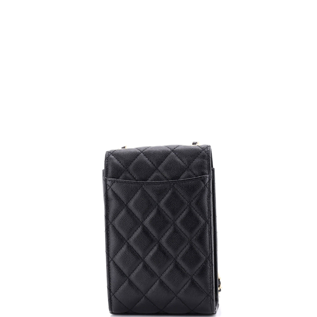 CC Flap Phone Holder Crossbody Bag Quilted Caviar