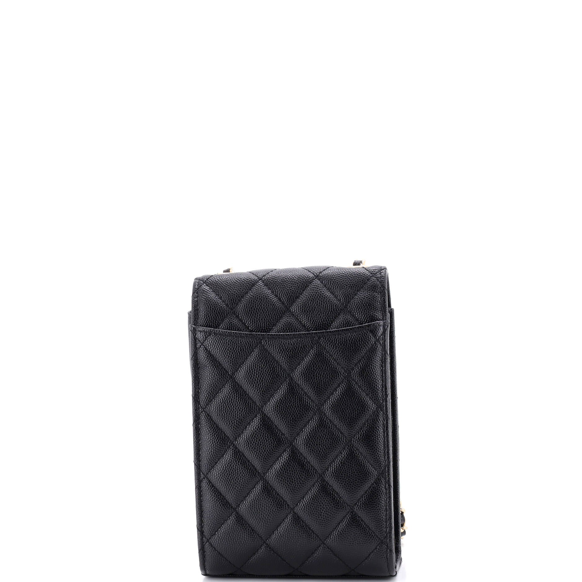 CC Flap Phone Holder Crossbody Bag Quilted Caviar