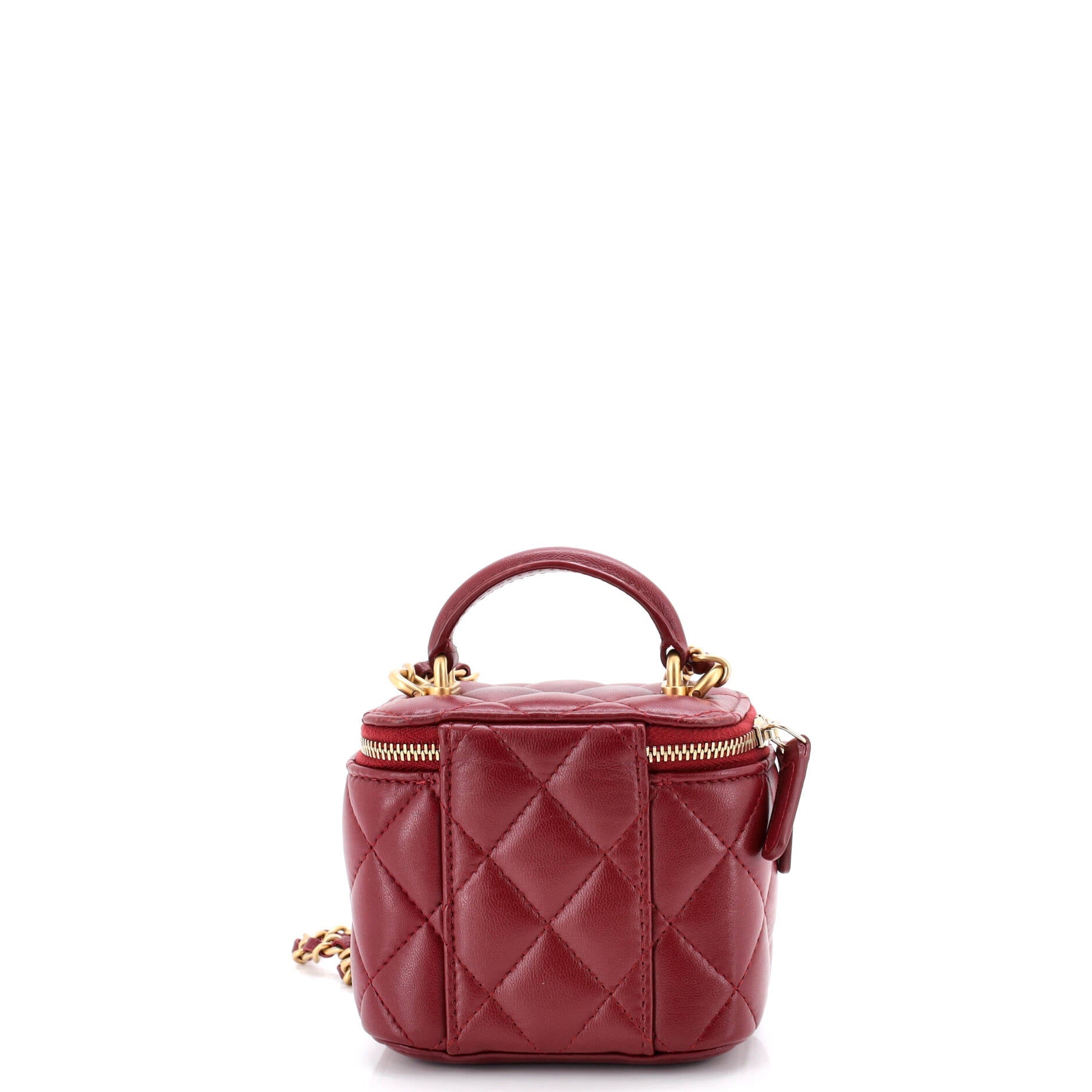 Classic Top Handle Vanity Case with Chain Quilted Lambskin Mini