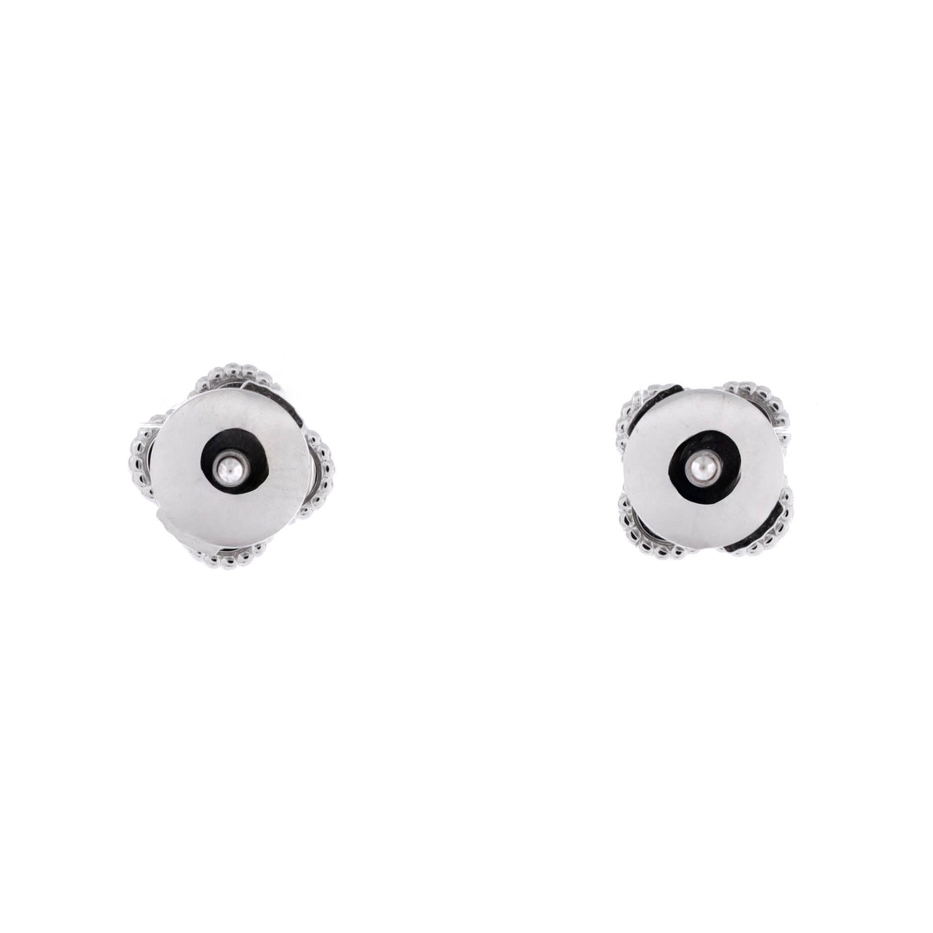 Sweet Alhambra Stud Earrings 18K White Gold and Mother of Pearl