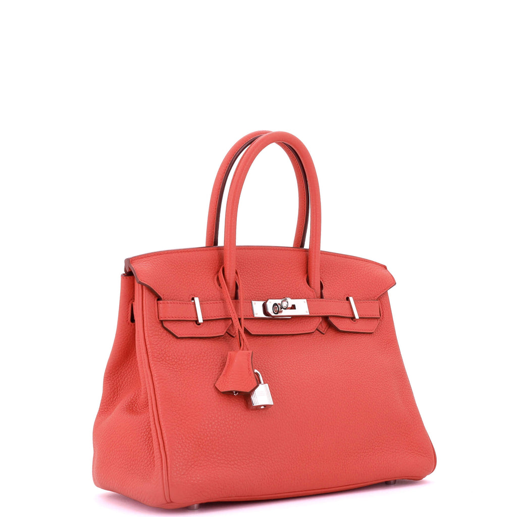 Birkin Handbag Bougainvillier Clemence with Palladium Hardware 30