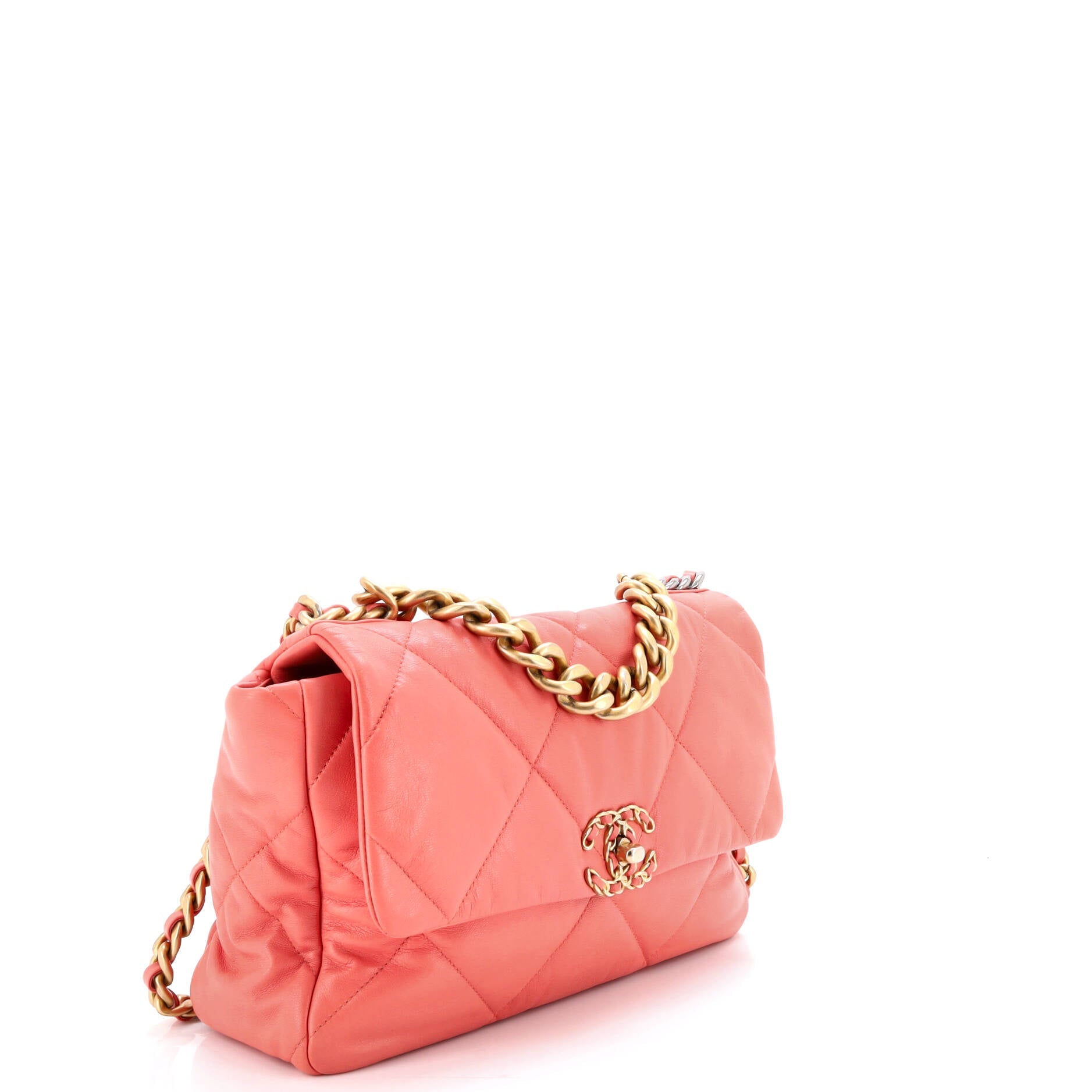 19 Flap Bag Quilted Leather Large