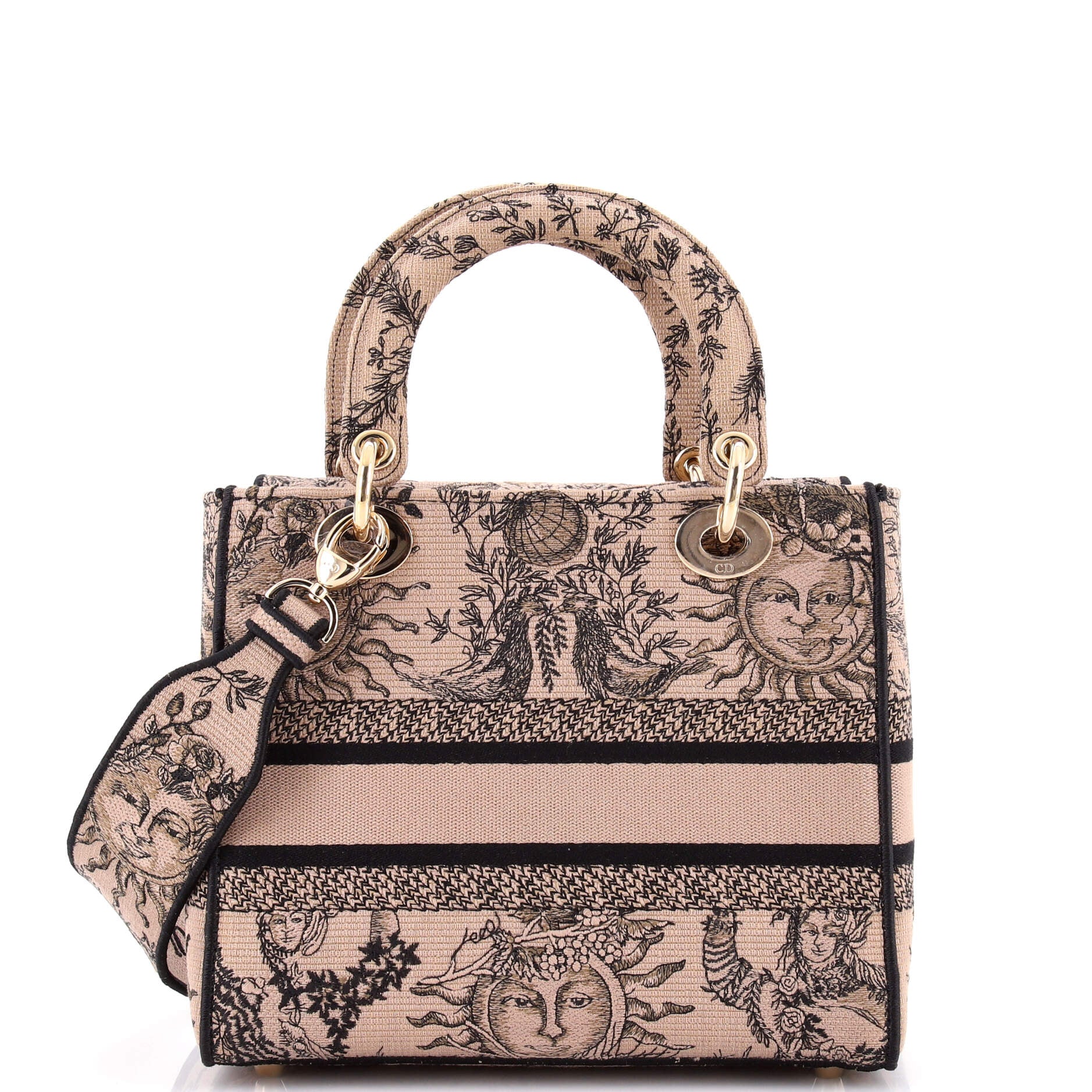 Lady D-Lite Bag Embroidered Canvas Medium