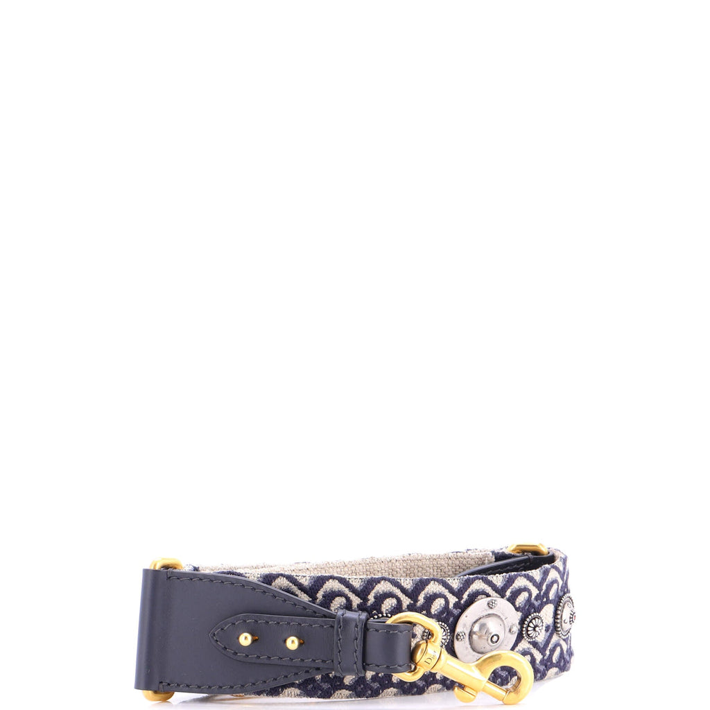 Shoulder Strap Embellished Oblique Canvas