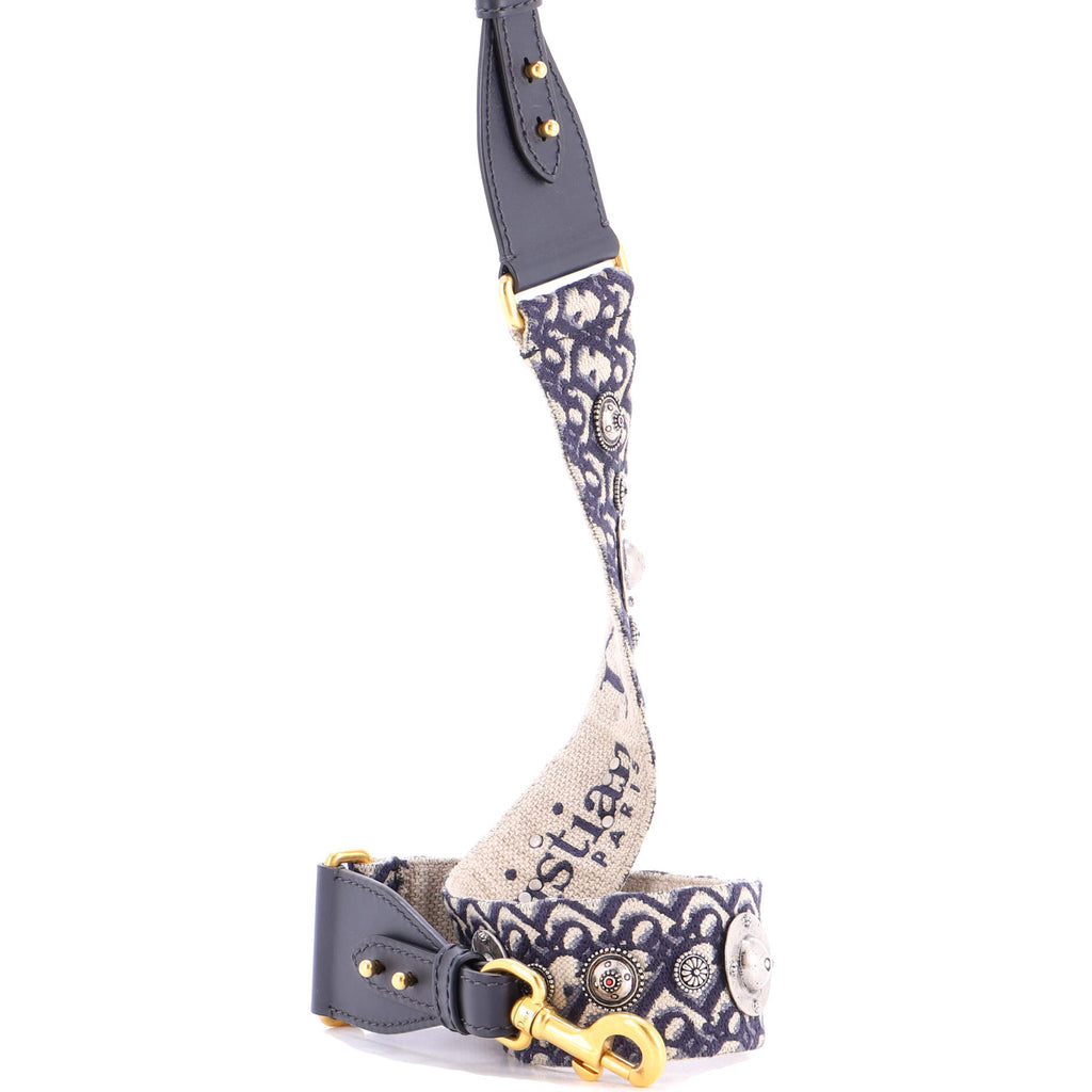Shoulder Strap Embellished Oblique Canvas