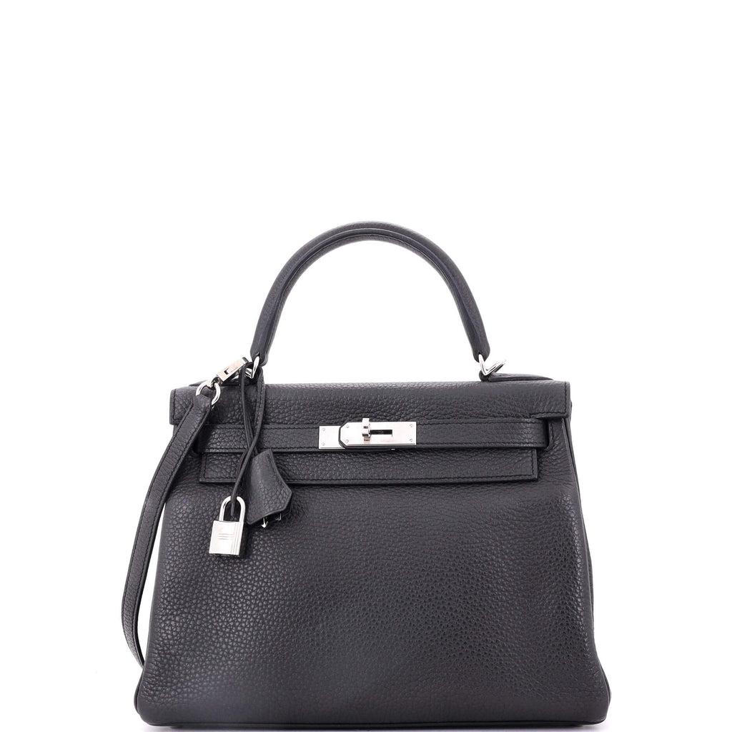 Kelly Handbag Grey Clemence with Palladium Hardware 28