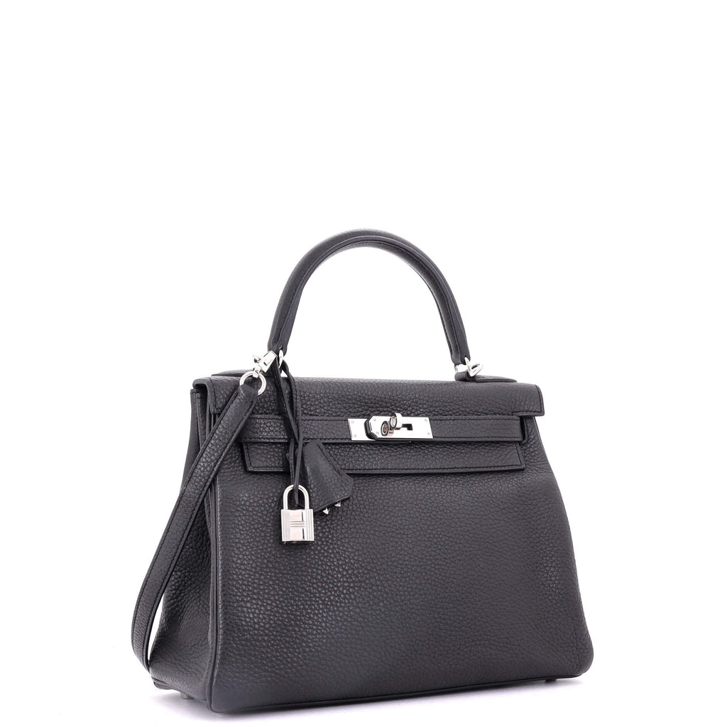 Kelly Handbag Grey Clemence with Palladium Hardware 28