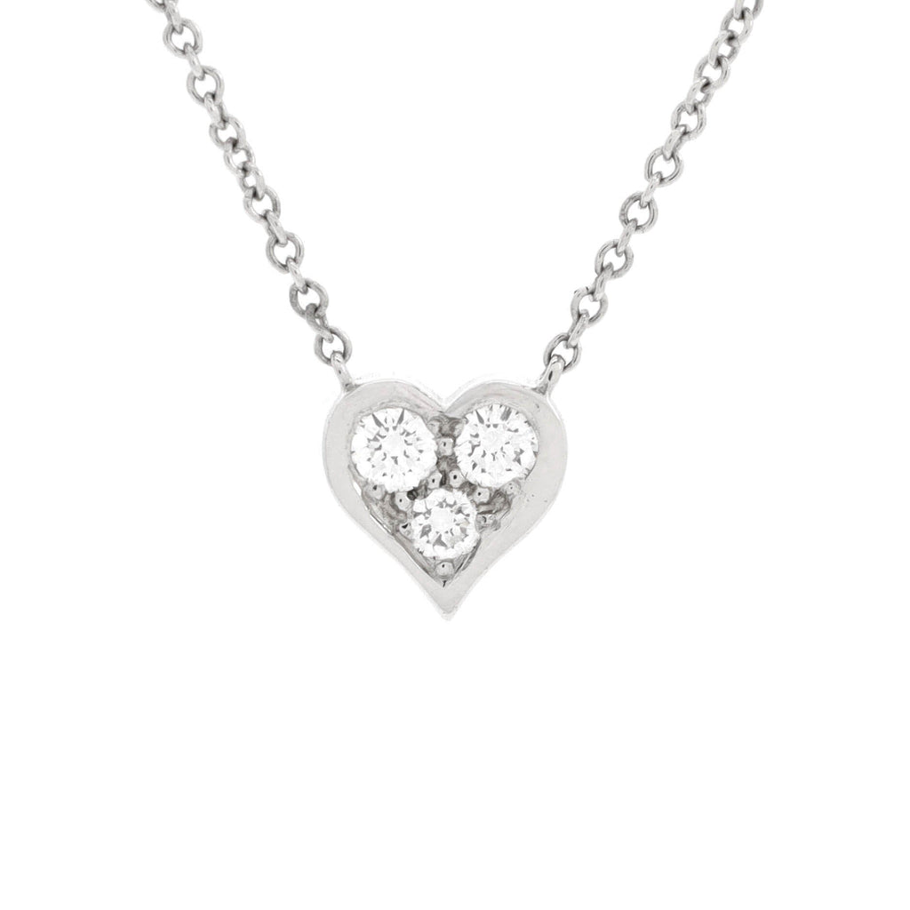Heart 3 Diamond Pendant Necklace Platinum with Diamonds