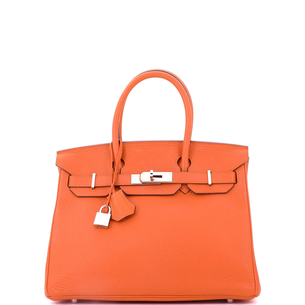 Birkin Handbag Feu Clemence with Palladium Hardware 30