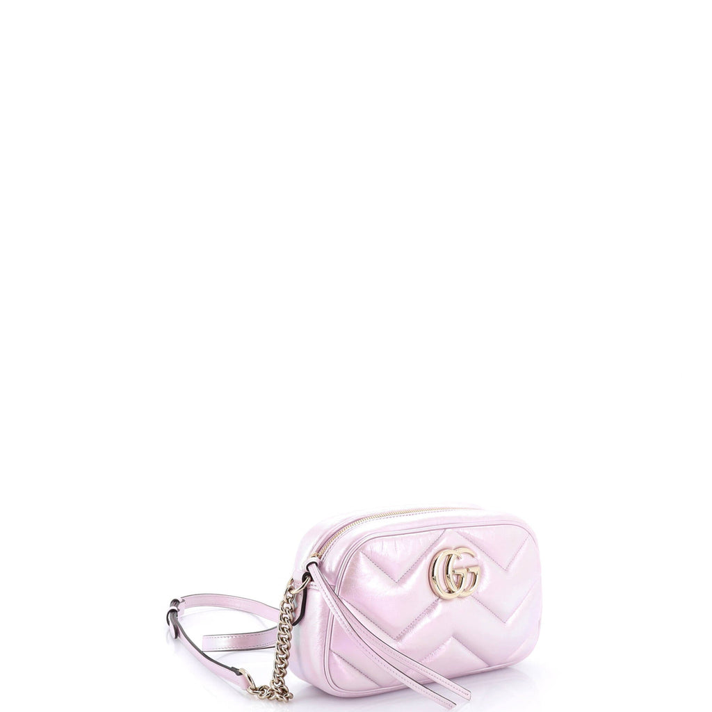 GG Marmont Shoulder Bag Chevron Iridescent Leather Small