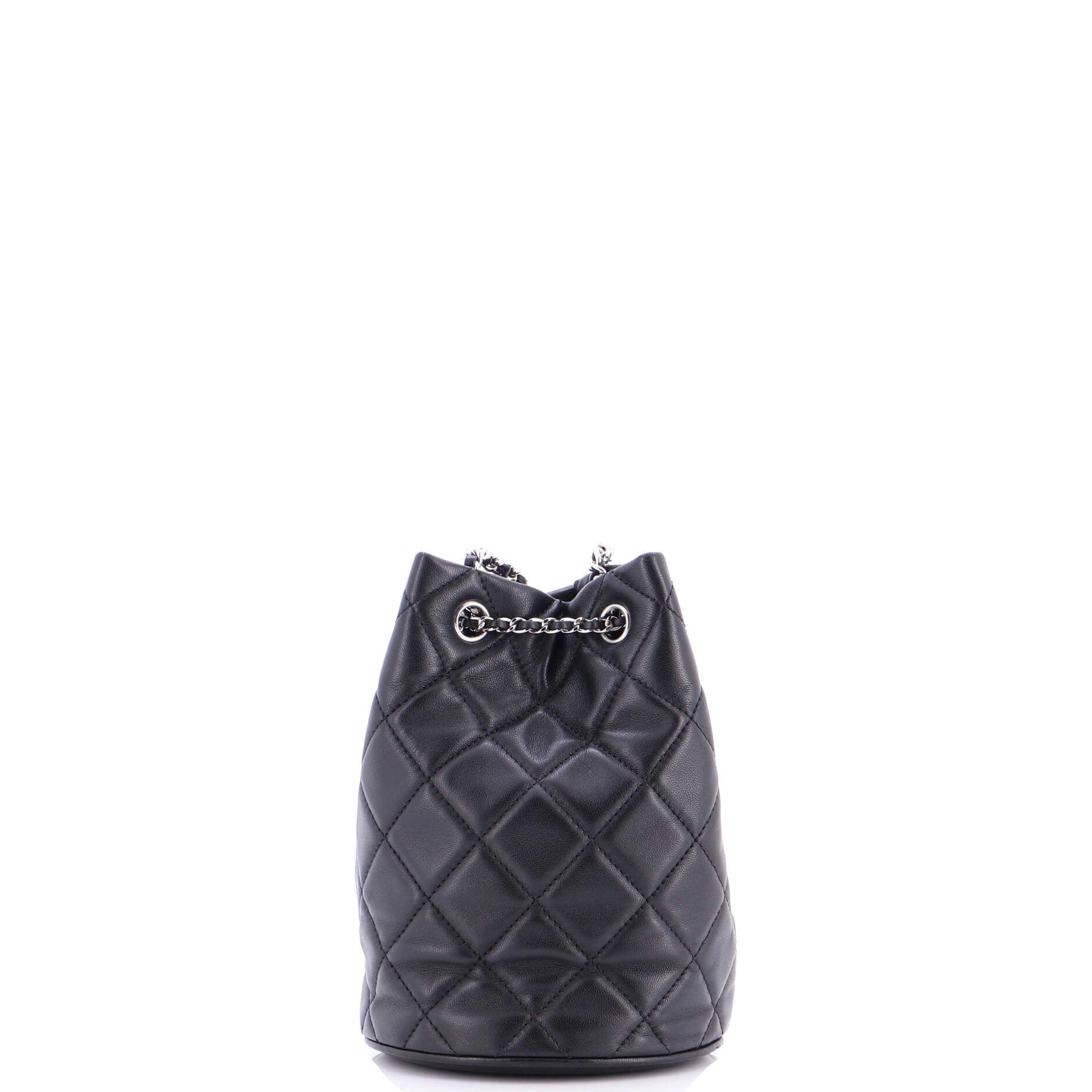 Rainbow CC Drawstring Bucket Bag Quilted Lambskin Mini