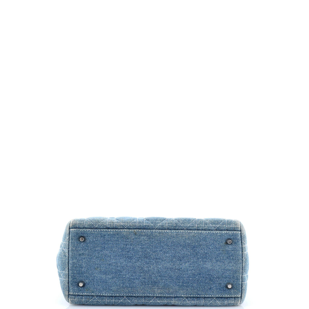Vintage Lady Dior Bag Cannage Quilt Denim Medium