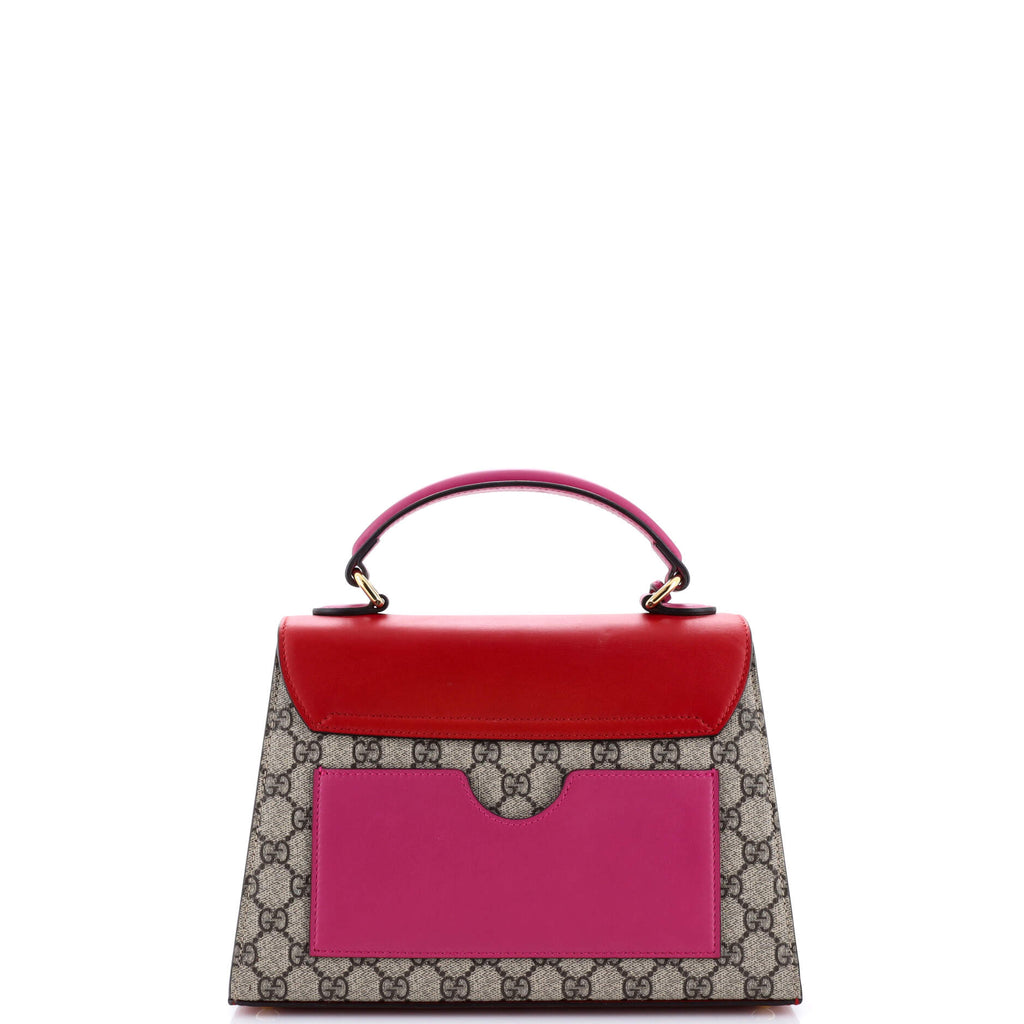Padlock Top Handle Bag GG Coated Canvas and Leather Small