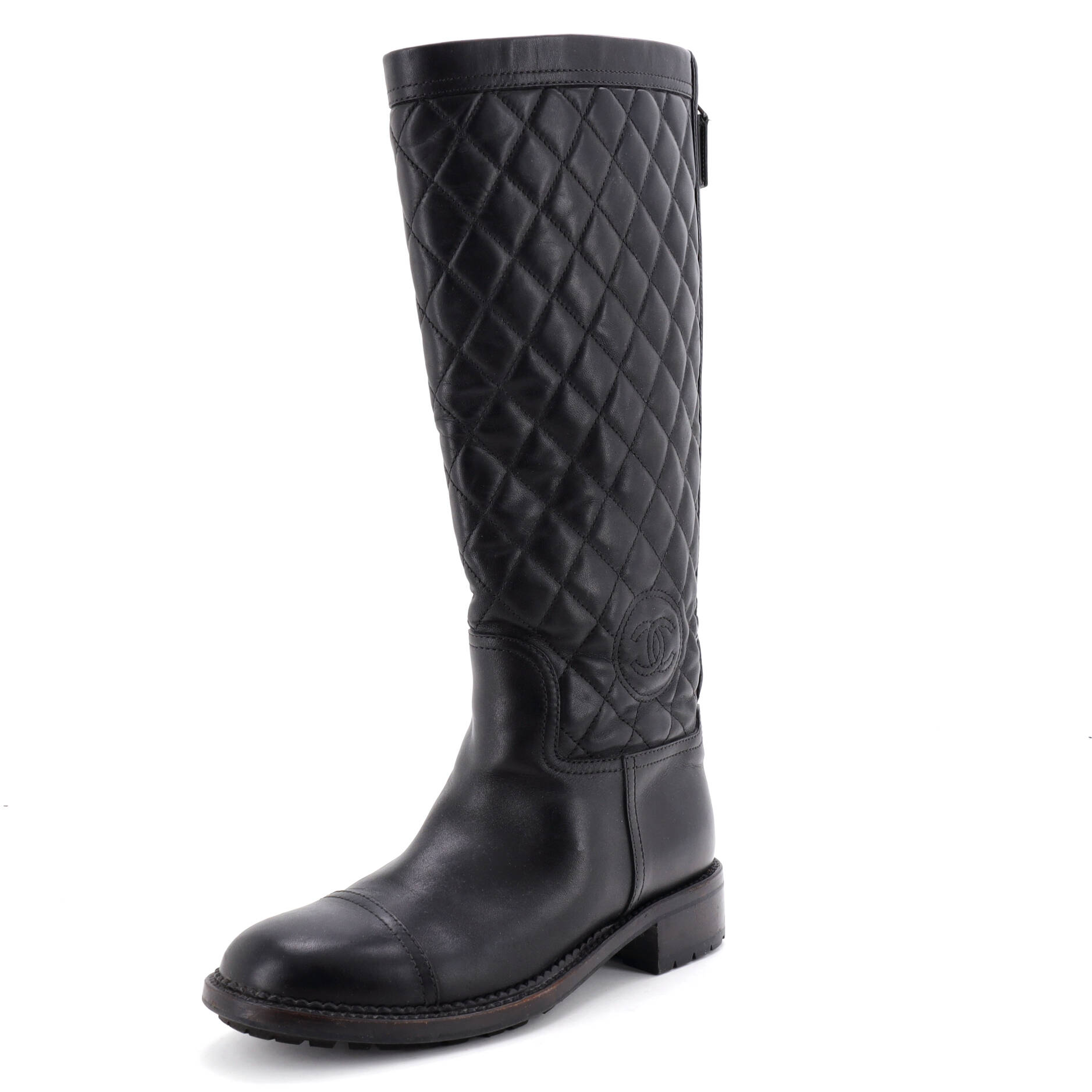 Women's CC Cap Toe Boots Quilted Leather