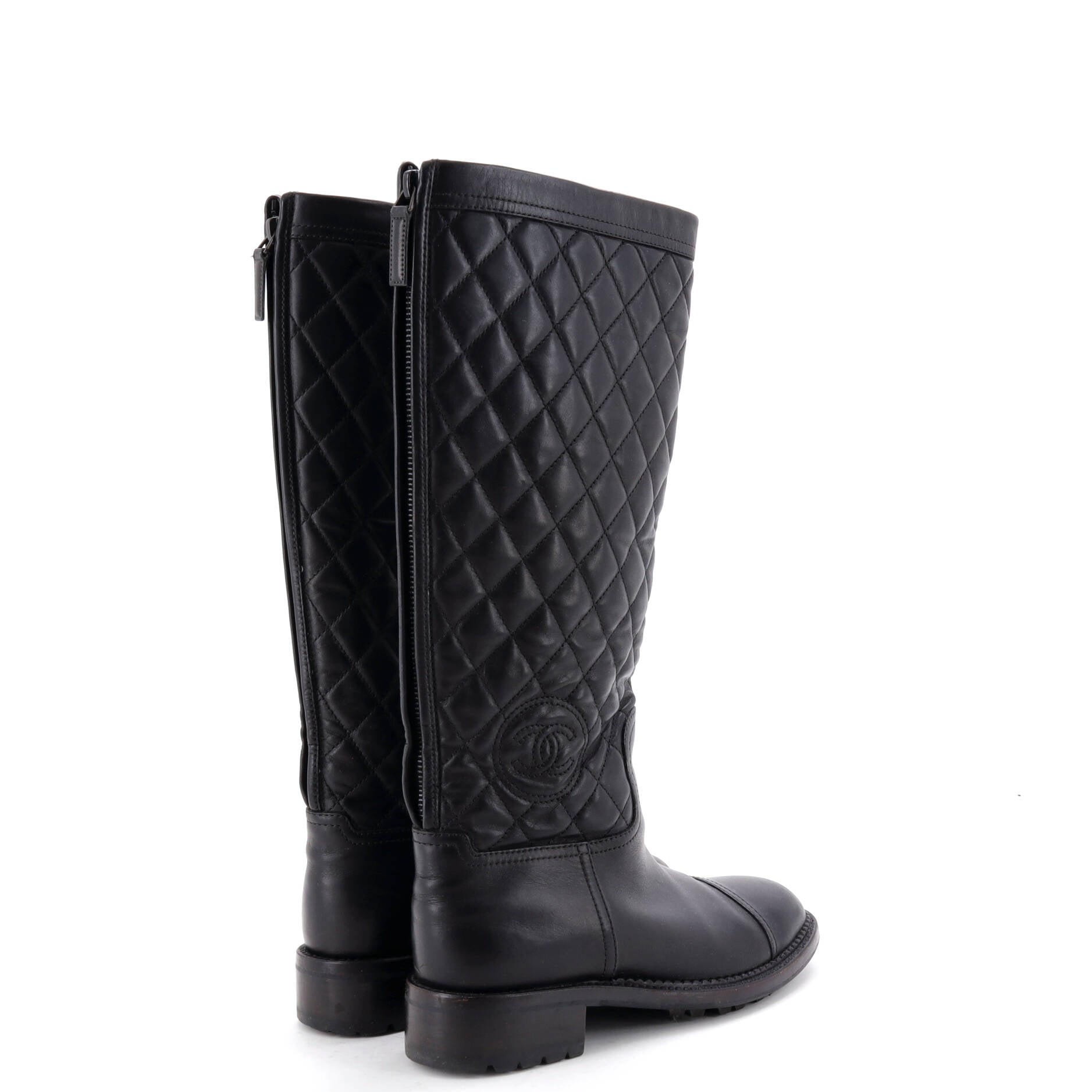 Women's CC Cap Toe Boots Quilted Leather