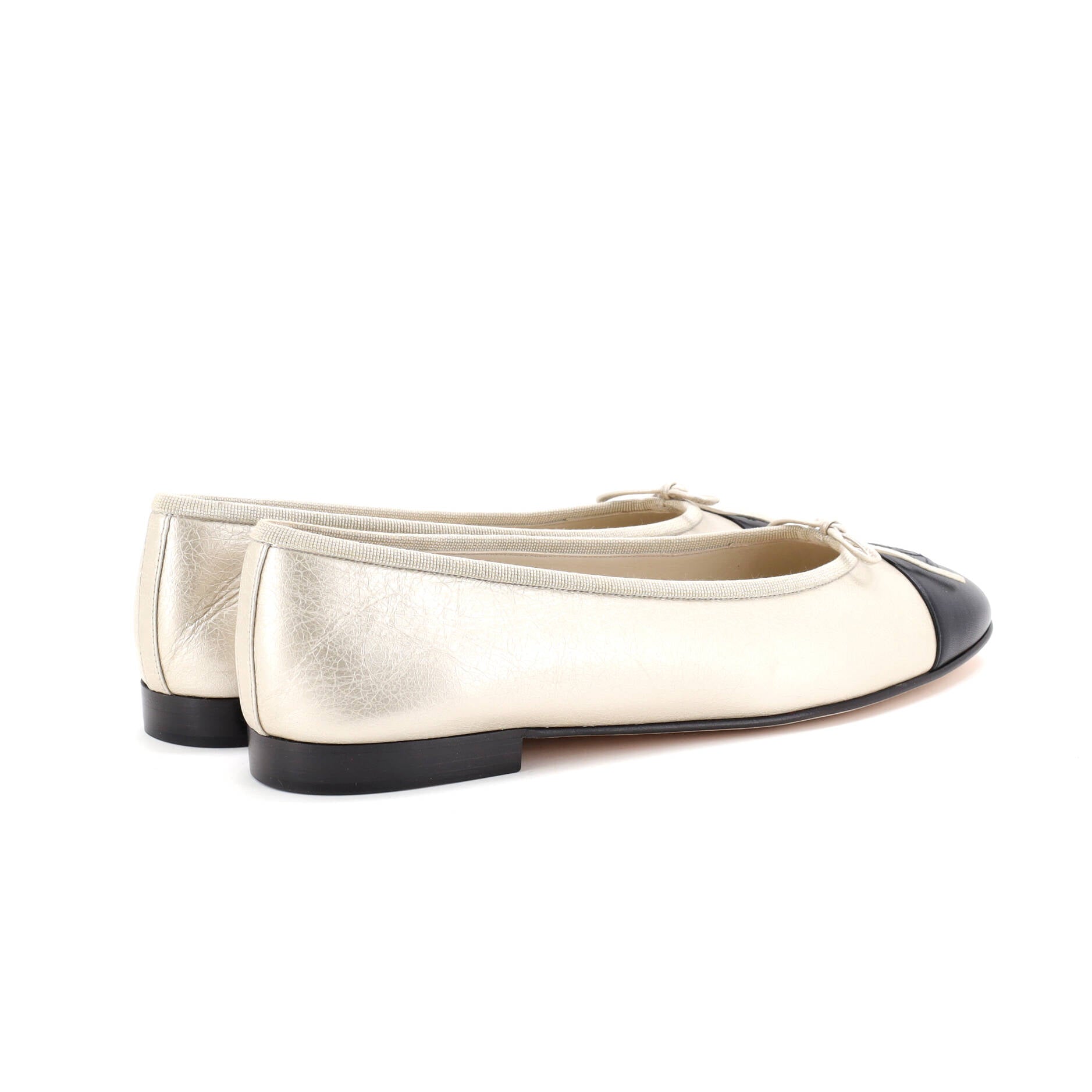 Women's CC Cap Toe Bow Ballerina Flats Leather
