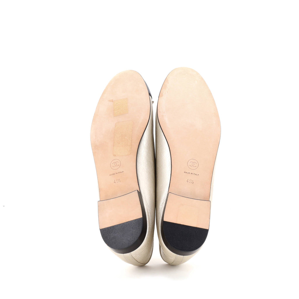 Women's CC Cap Toe Bow Ballerina Flats Leather