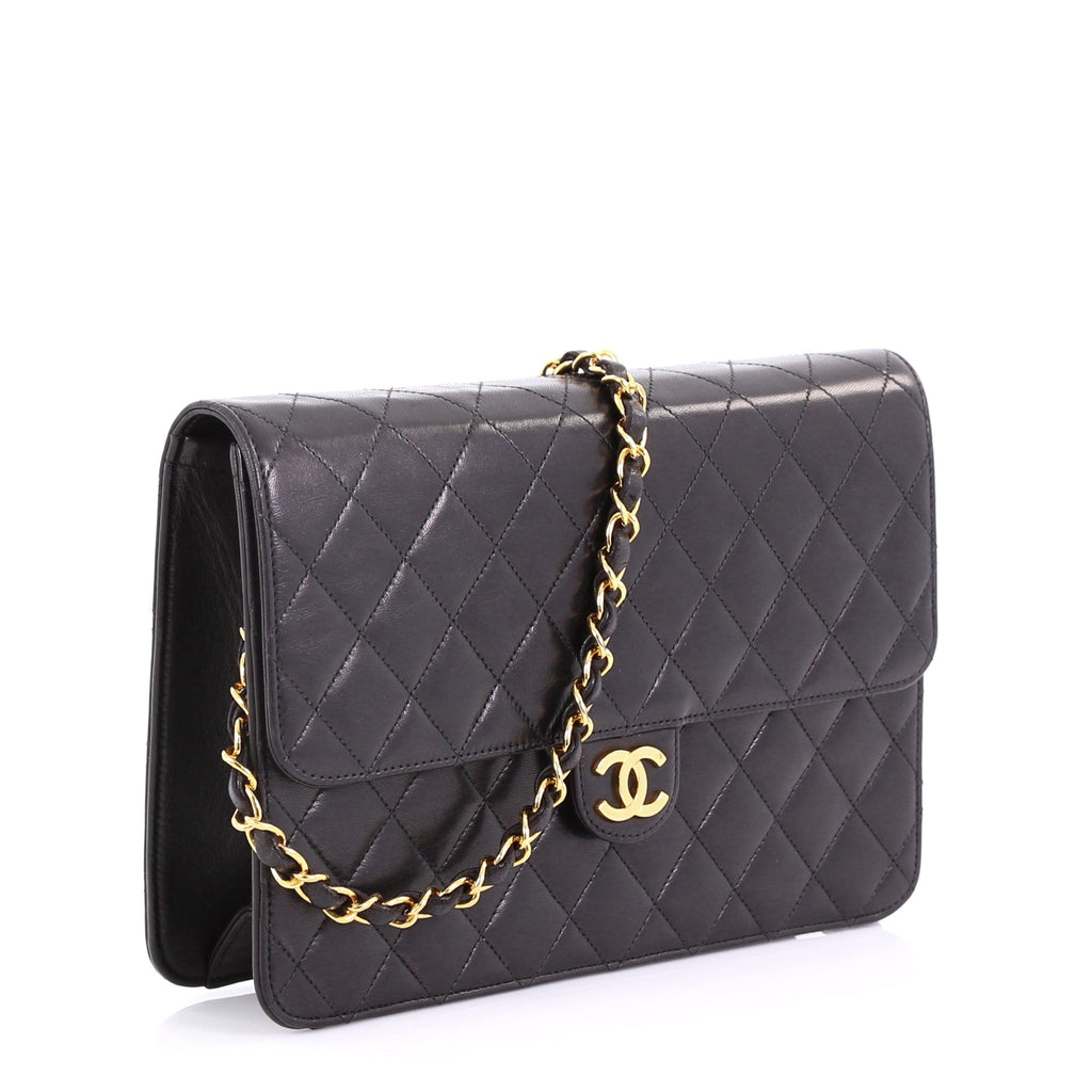 Vintage Clutch with Chain Quilted Leather Medium