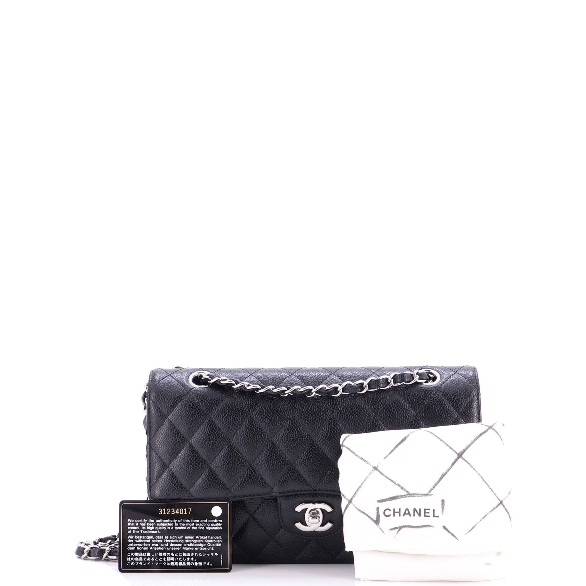 Classic Double Flap Bag Quilted Caviar Medium
