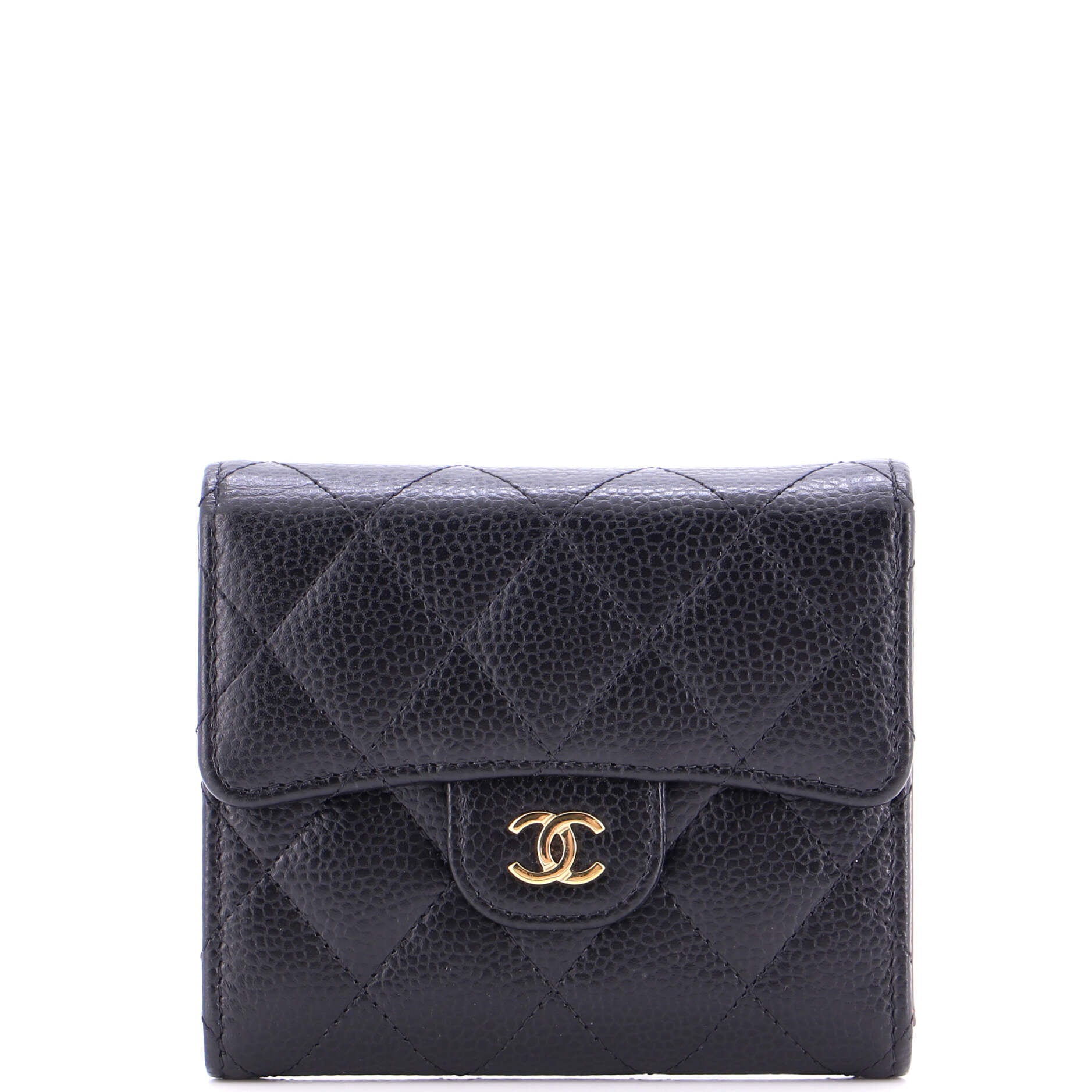 CC Compact Classic Flap Wallet Quilted Caviar