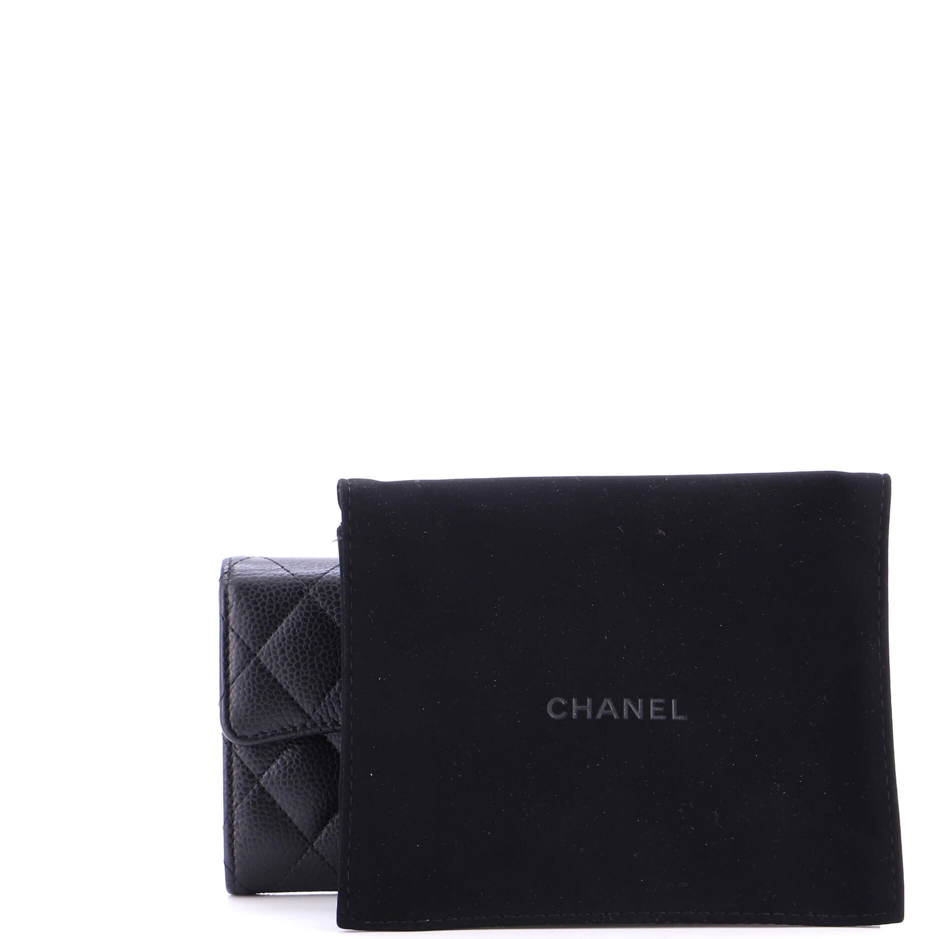 CC Compact Classic Flap Wallet Quilted Caviar