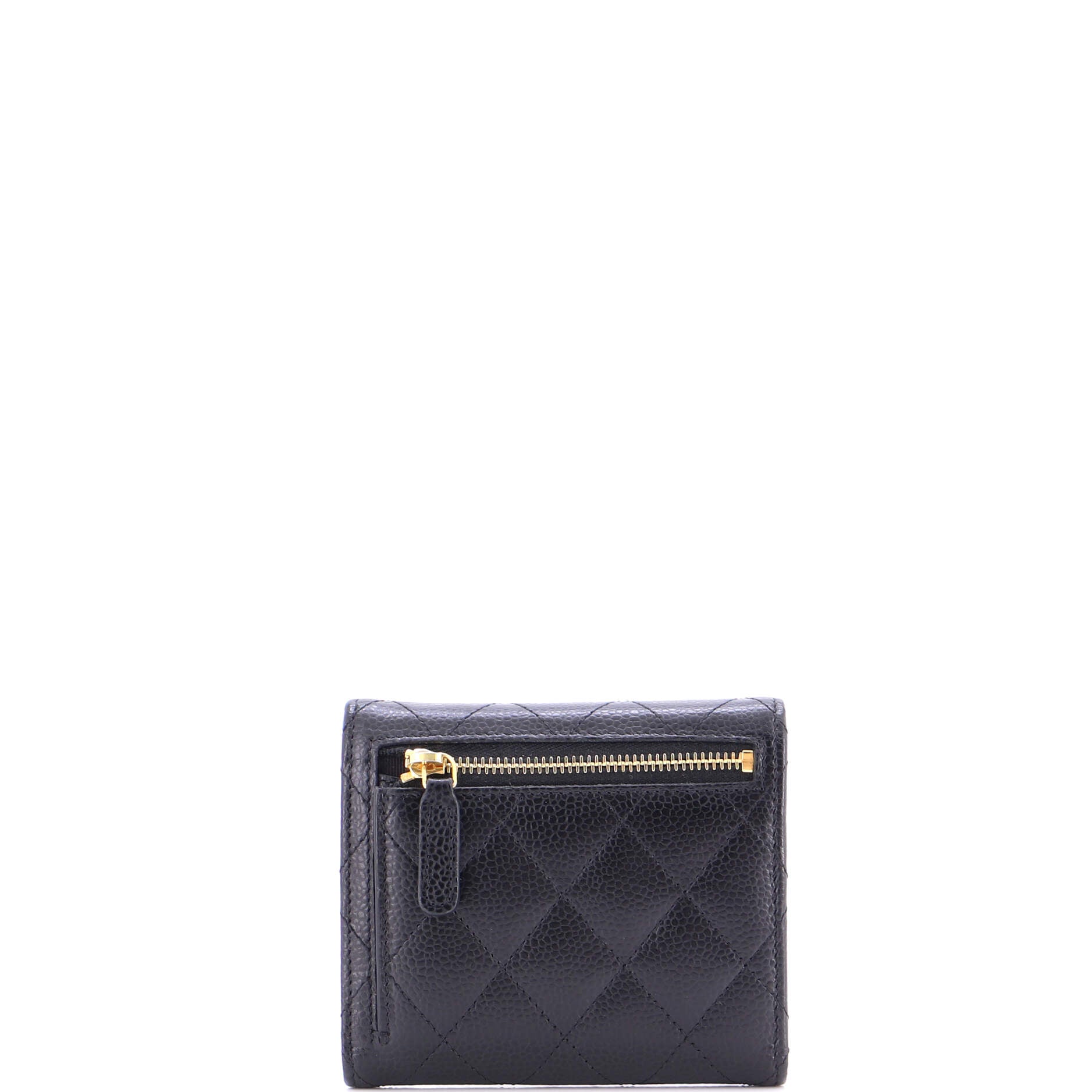 CC Compact Classic Flap Wallet Quilted Caviar