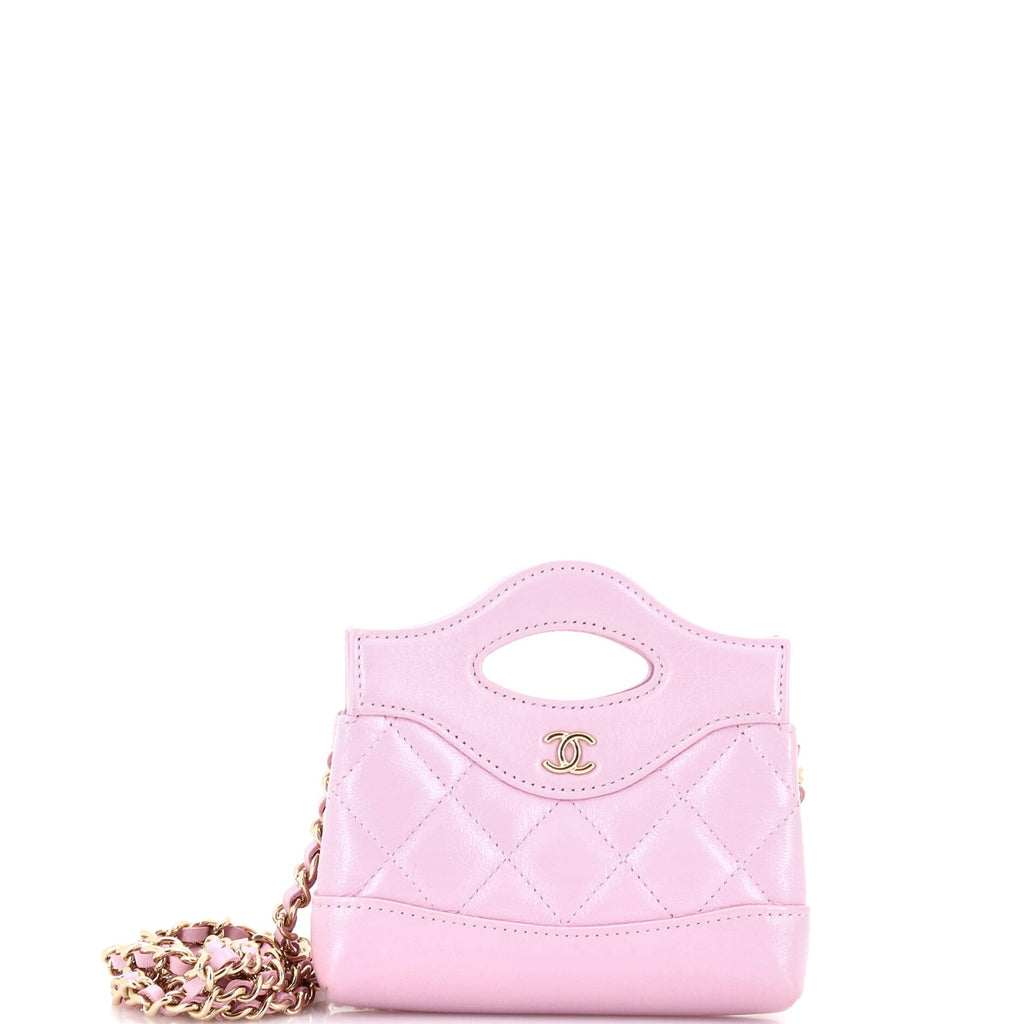 31 Shopping Bag Clutch with Chain Quilted Calfskin Nano