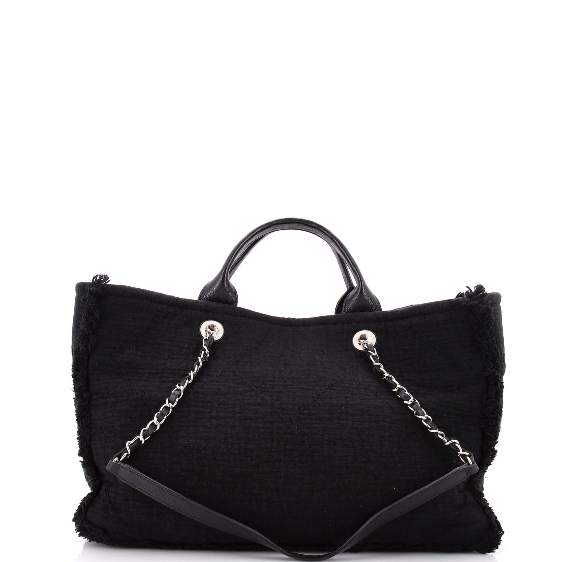 Double Face Deauville Tote Fringe Quilted Canvas Medium
