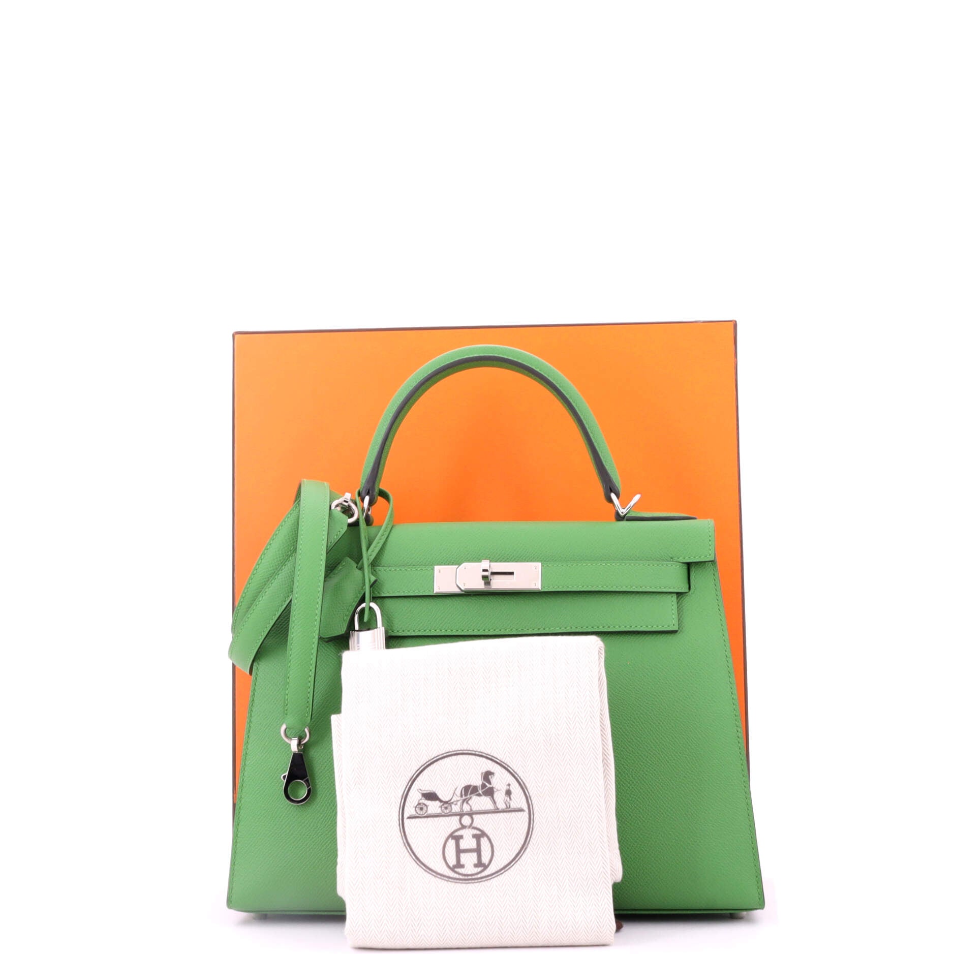 Kelly Handbag Vert Yucca Epsom with Palladium Hardware 28