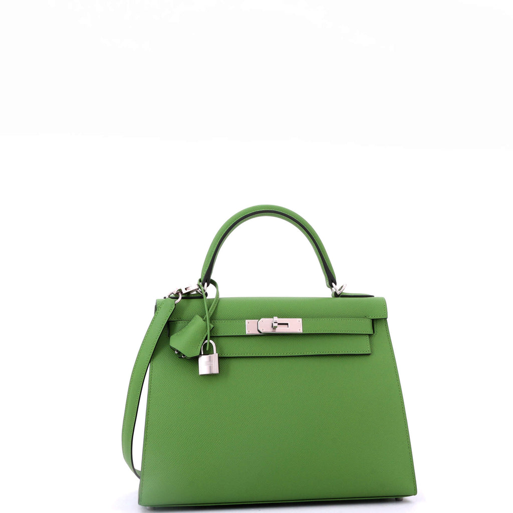 Kelly Handbag Vert Yucca Epsom with Palladium Hardware 28