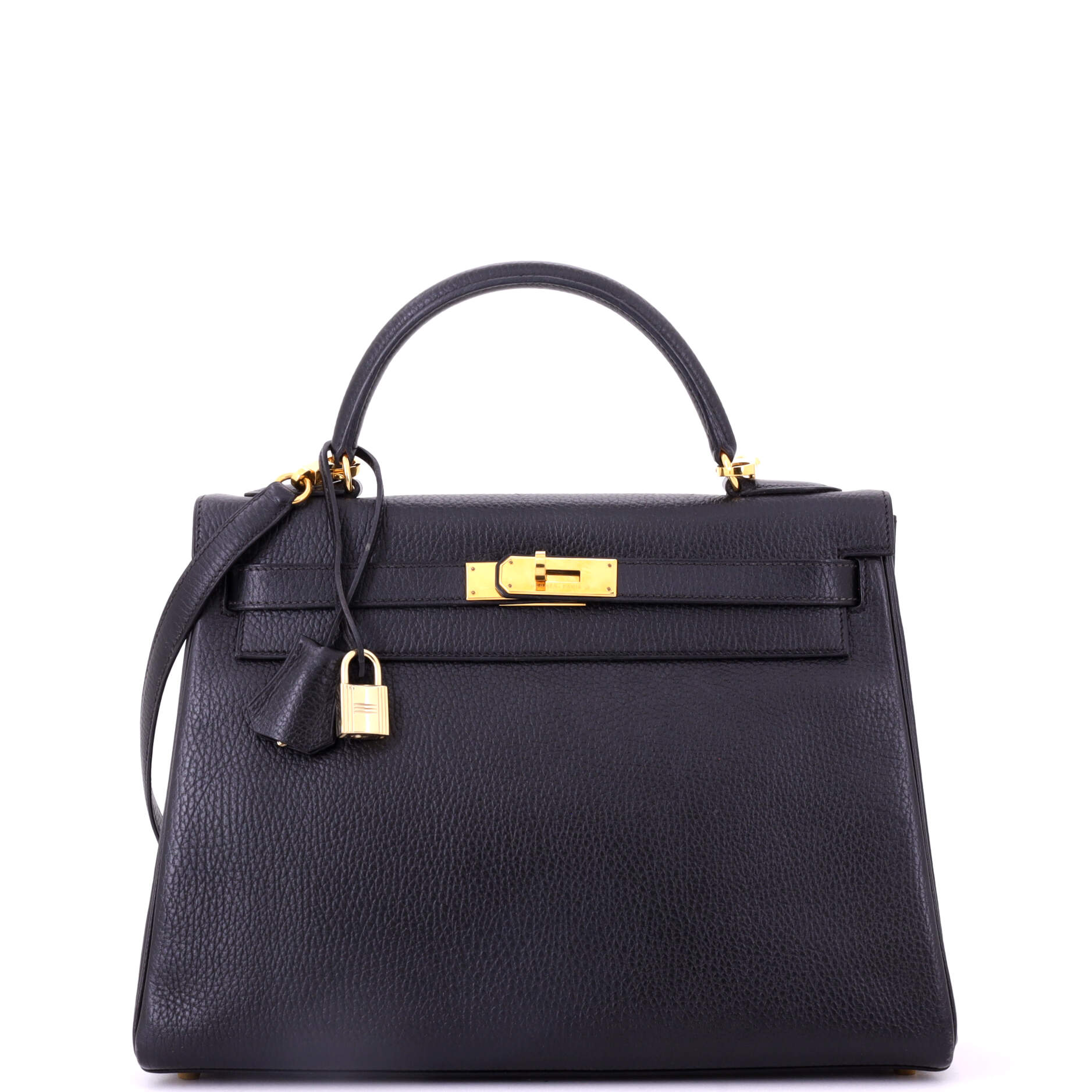 Kelly Handbag Noir Ardennes with Gold Hardware 32