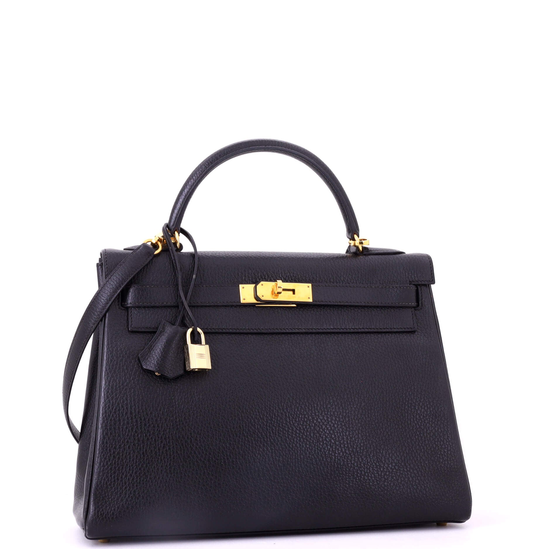 Kelly Handbag Noir Ardennes with Gold Hardware 32