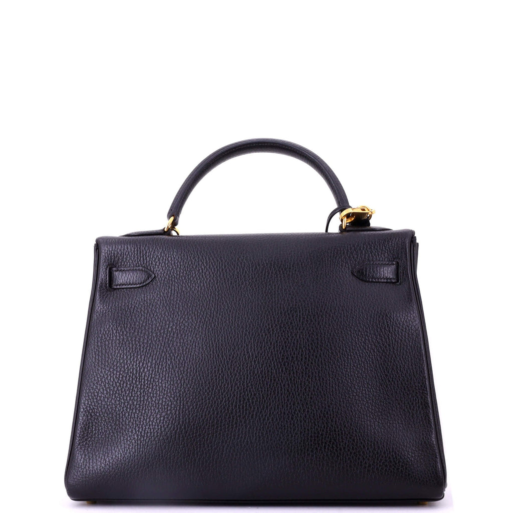 Kelly Handbag Noir Ardennes with Gold Hardware 32